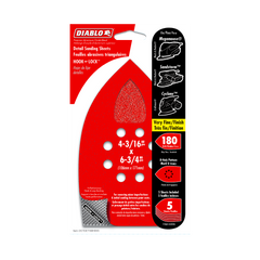 Diablo DCTDET180H05G 4-3/16" x 6-3/4" 180-Grit Hook & Lock™ MegaMouse Detail Sanding Sheets (5-Pack)