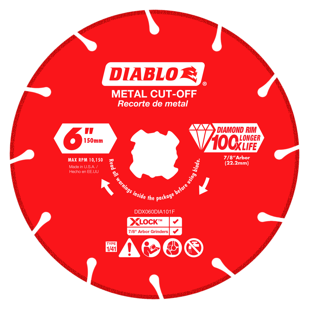 Diablo DDX060DIA101F 6" X-LOCK Diamond Rimmed Metal Cut-Off Disc