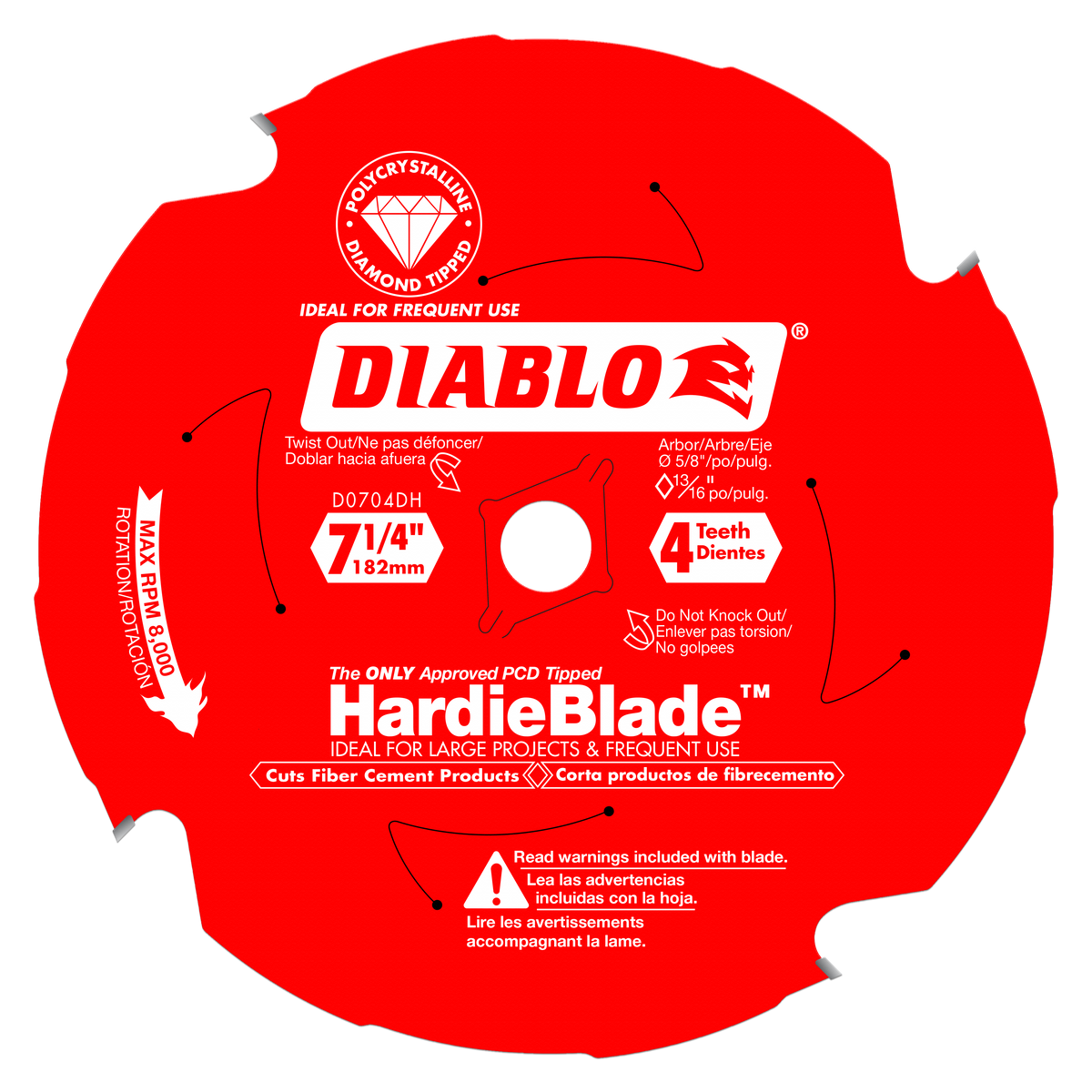 Diablo D0704DH 7-1/4" x 4-Teeth HardieBlade™ Saw Blade for Fiber Cement