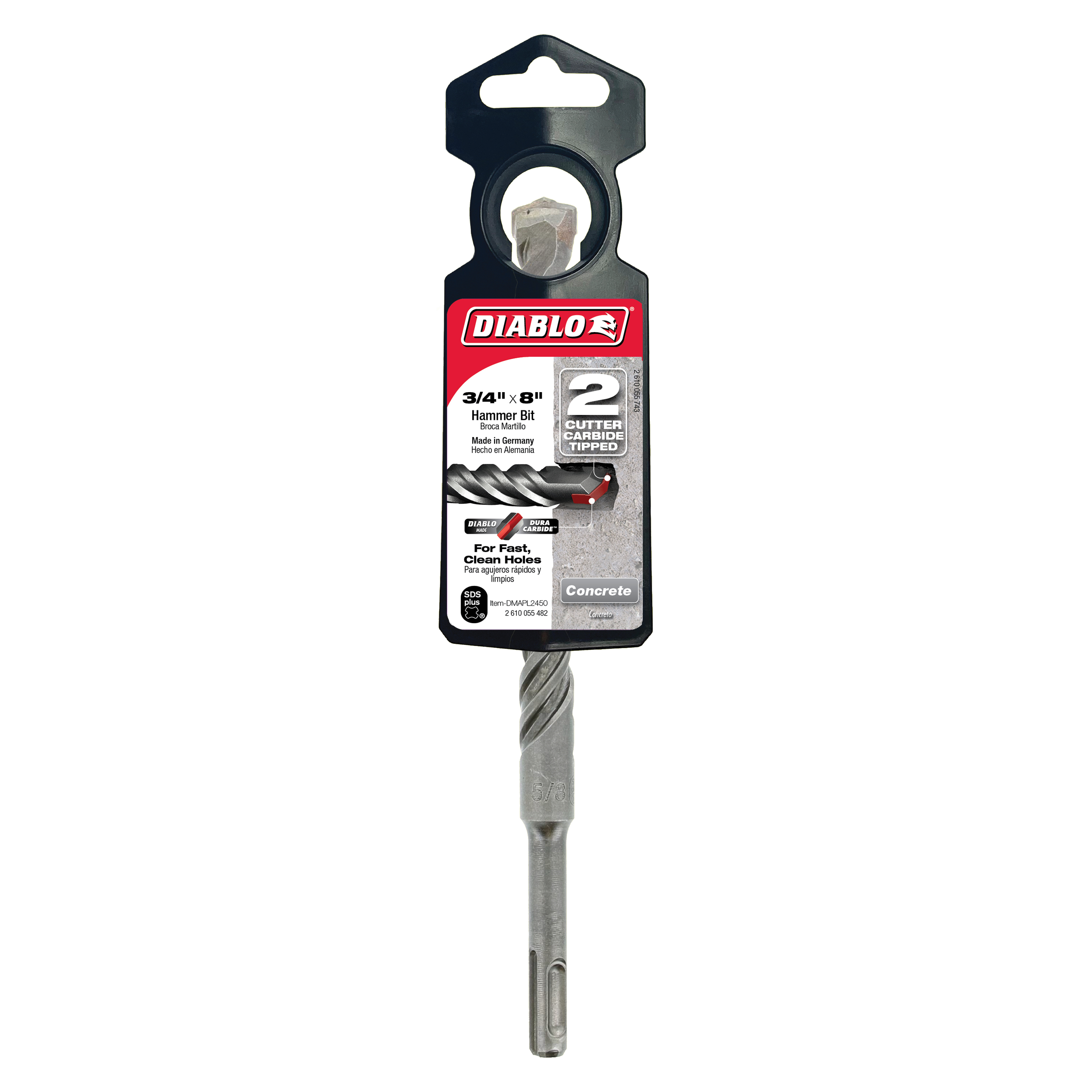 Diablo DMAPL2450 3/4" x 6" x 8" SDS-Plus 2-Cutter Carbide-Tipped Hammer Drill Bit