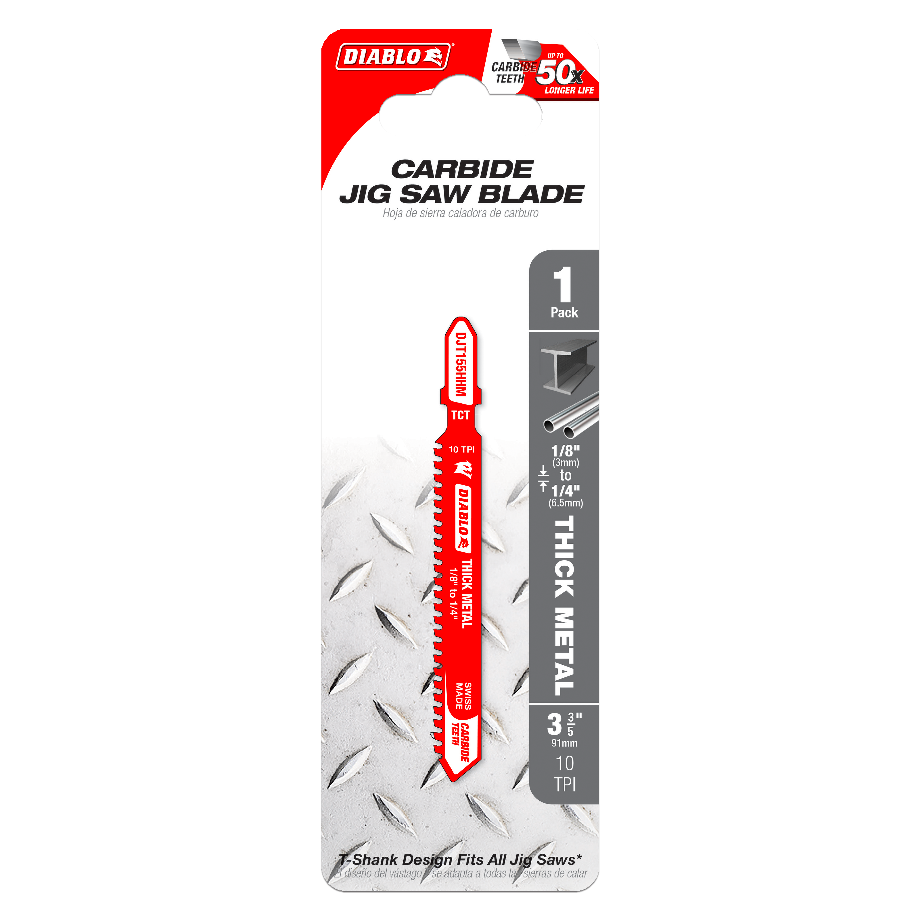 Diablo DJT155HHM 3-3/5" 10TPI Carbide Jig Saw Blade for Thick Metal