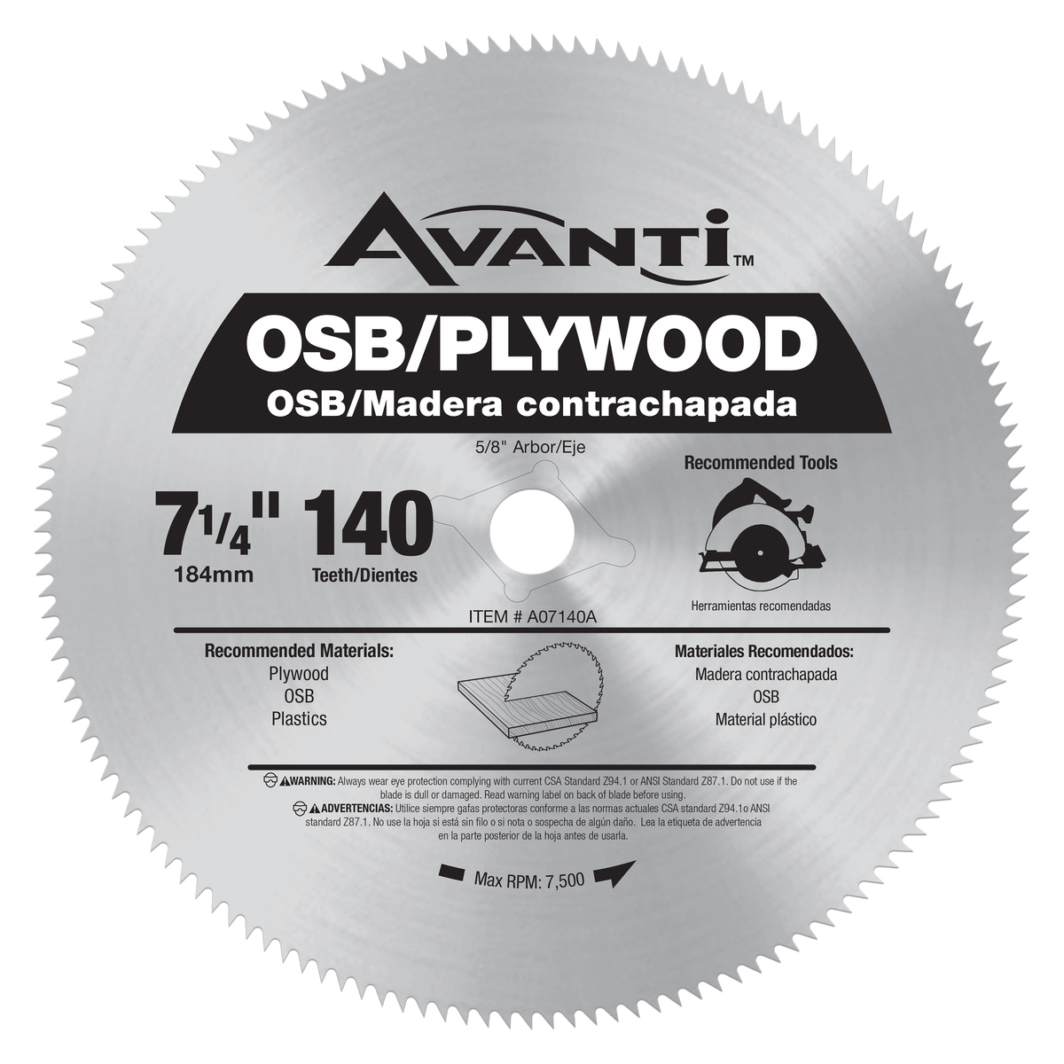 Avanti A07140A Avanti 7-1/4" X 140t Plywood