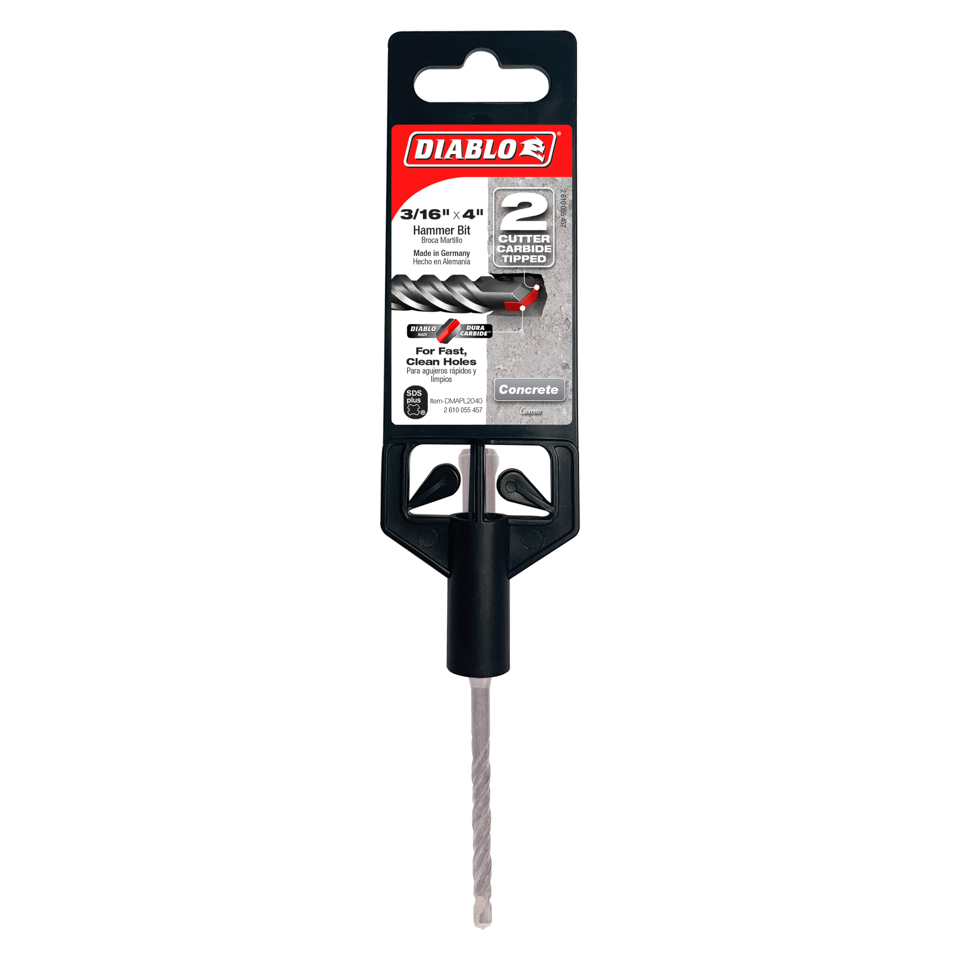Diablo DMAPL2040 3/16" x 2" x 4" SDS-Plus 2-Cutter Carbide-Tipped Hammer Drill Bit