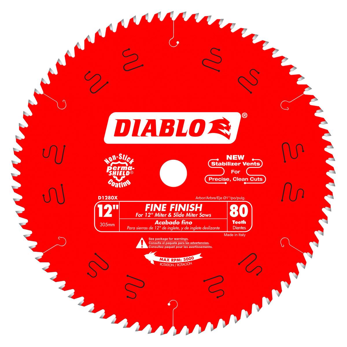 Diablo D1280X 12" x 80-Teeth Fine Finish Saw Blade for Wood