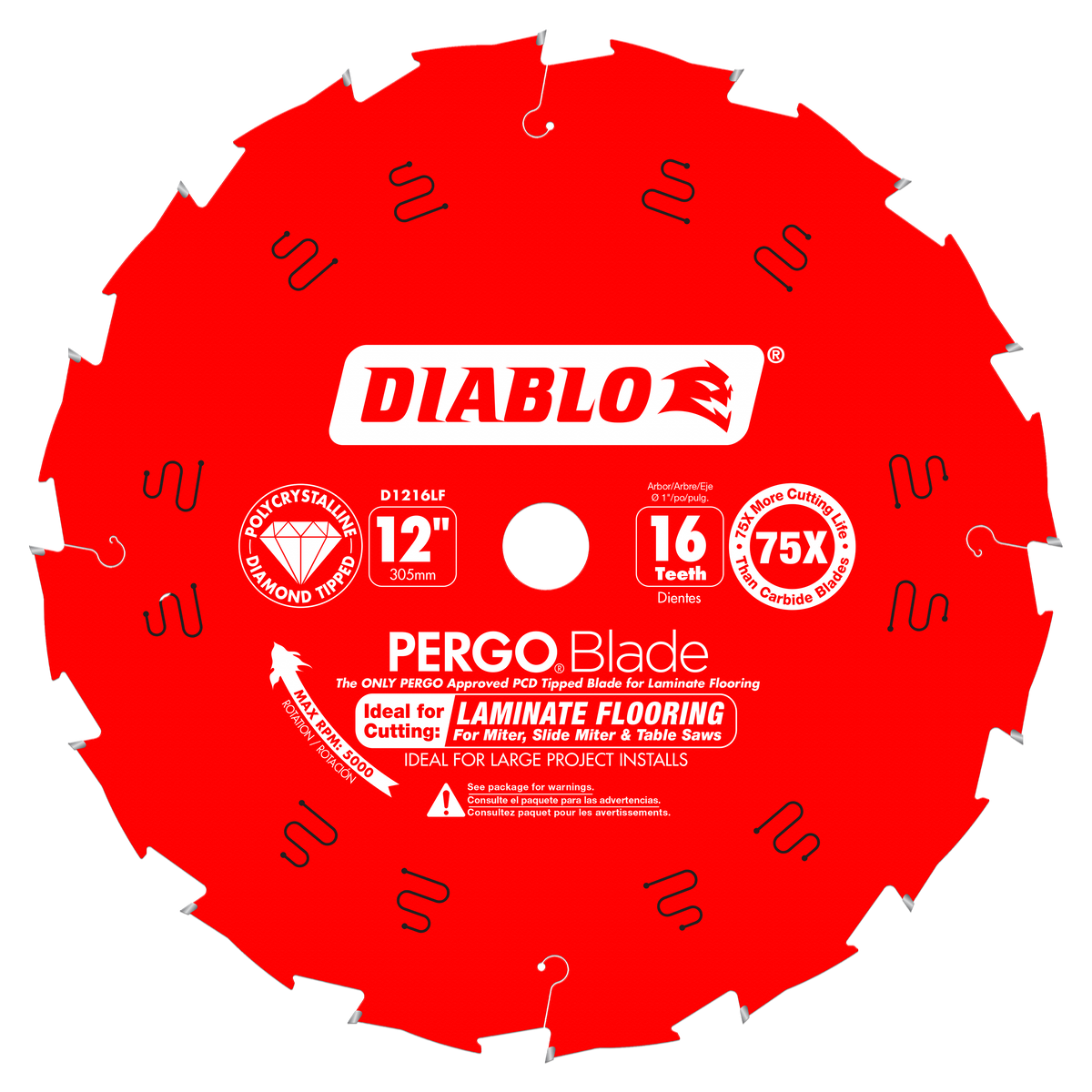 Diablo D1216LF 12" x 16-Teeth PergoBlade™ Saw Blade for Laminate and Wood Flooring