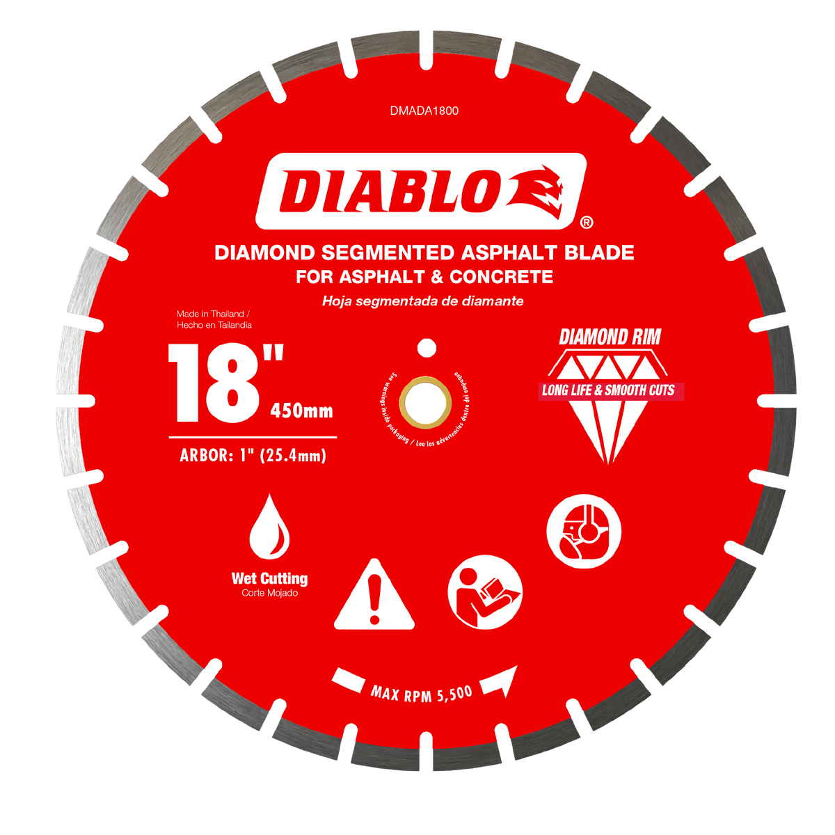 Diablo DMADA1800 18" Diamond Segmented Blade for Asphalt