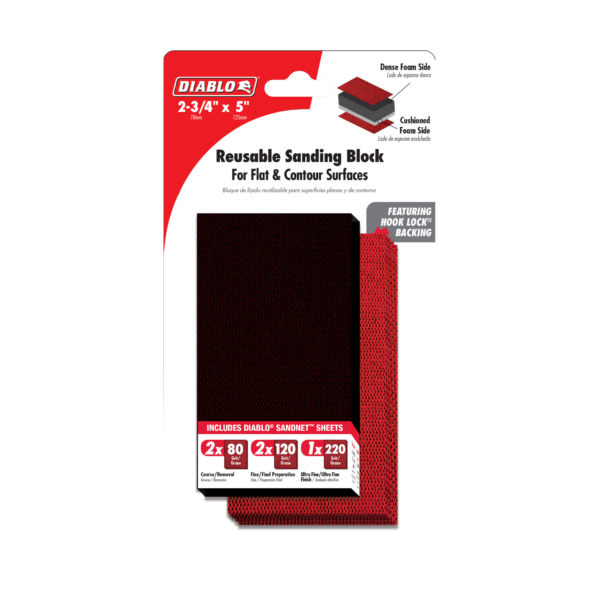 Diablo DFB234DUOH01G 2-3/4" x 5" Reusable Hand Sanding Block