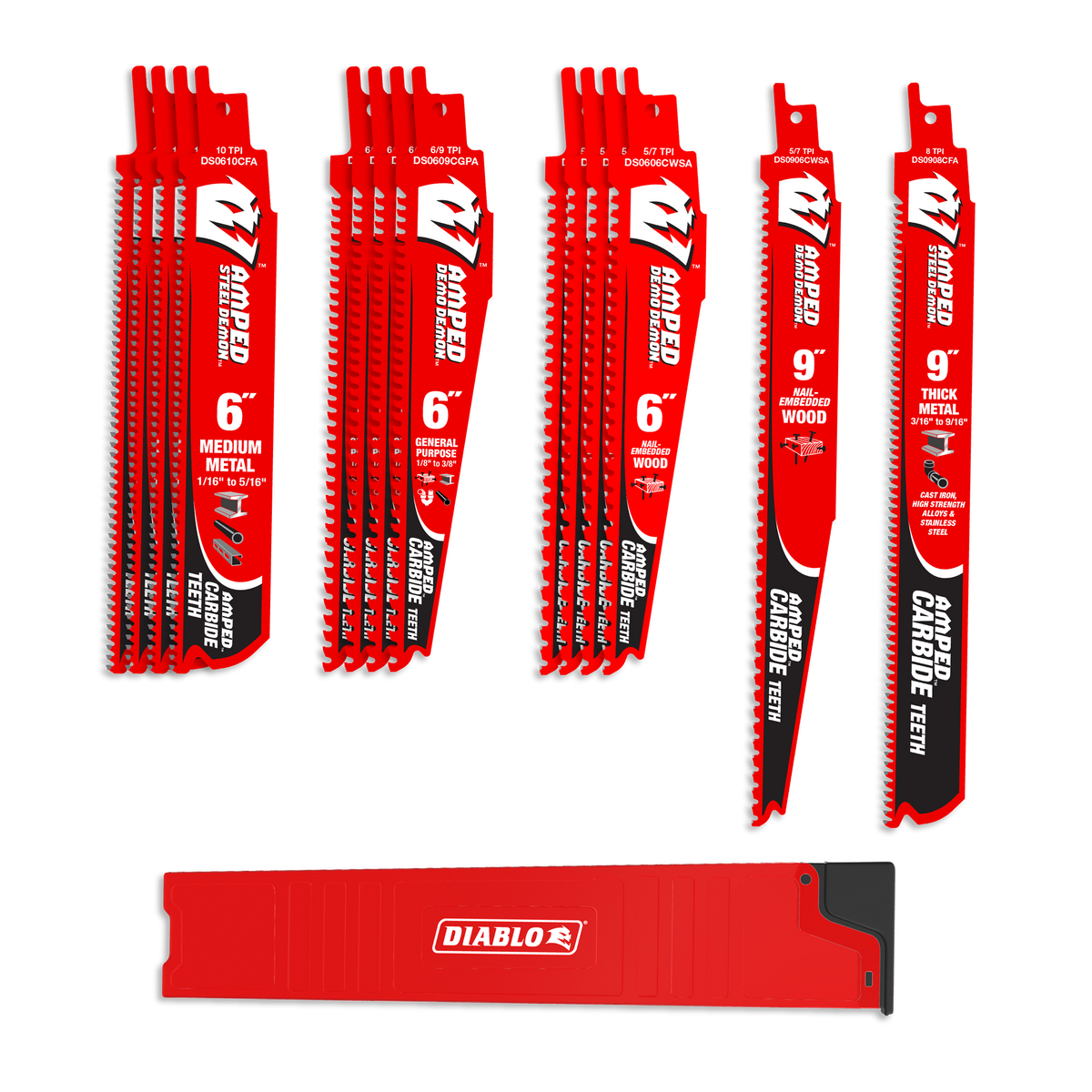 Diablo DS0014SCA AMPED™ Demo Demon™ & Steel Demon™ Carbide Teeth Reciprocating Blade Set(14-pc )