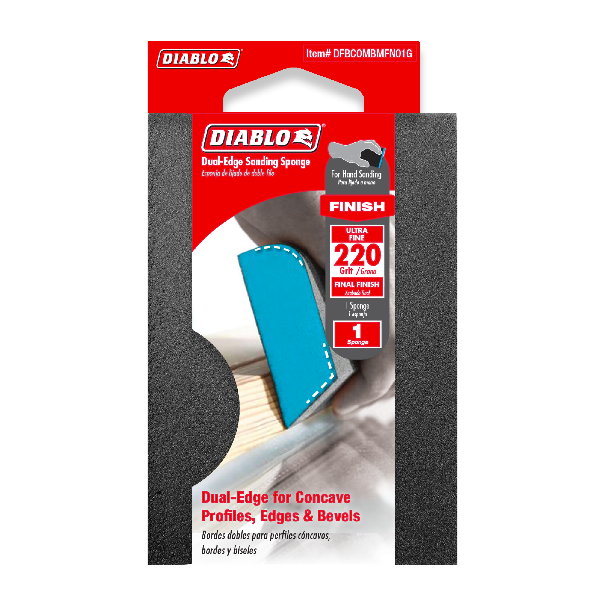 Diablo DFBCOMBMFN01G 220-Grit Dual-Edge Sanding Sponge