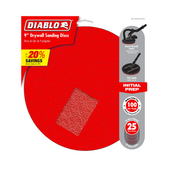 Diablo DCD090100H25G 9" 100-Grit Hook & Lock™ ROS Sanding Discs for Drywall (25-Pack)