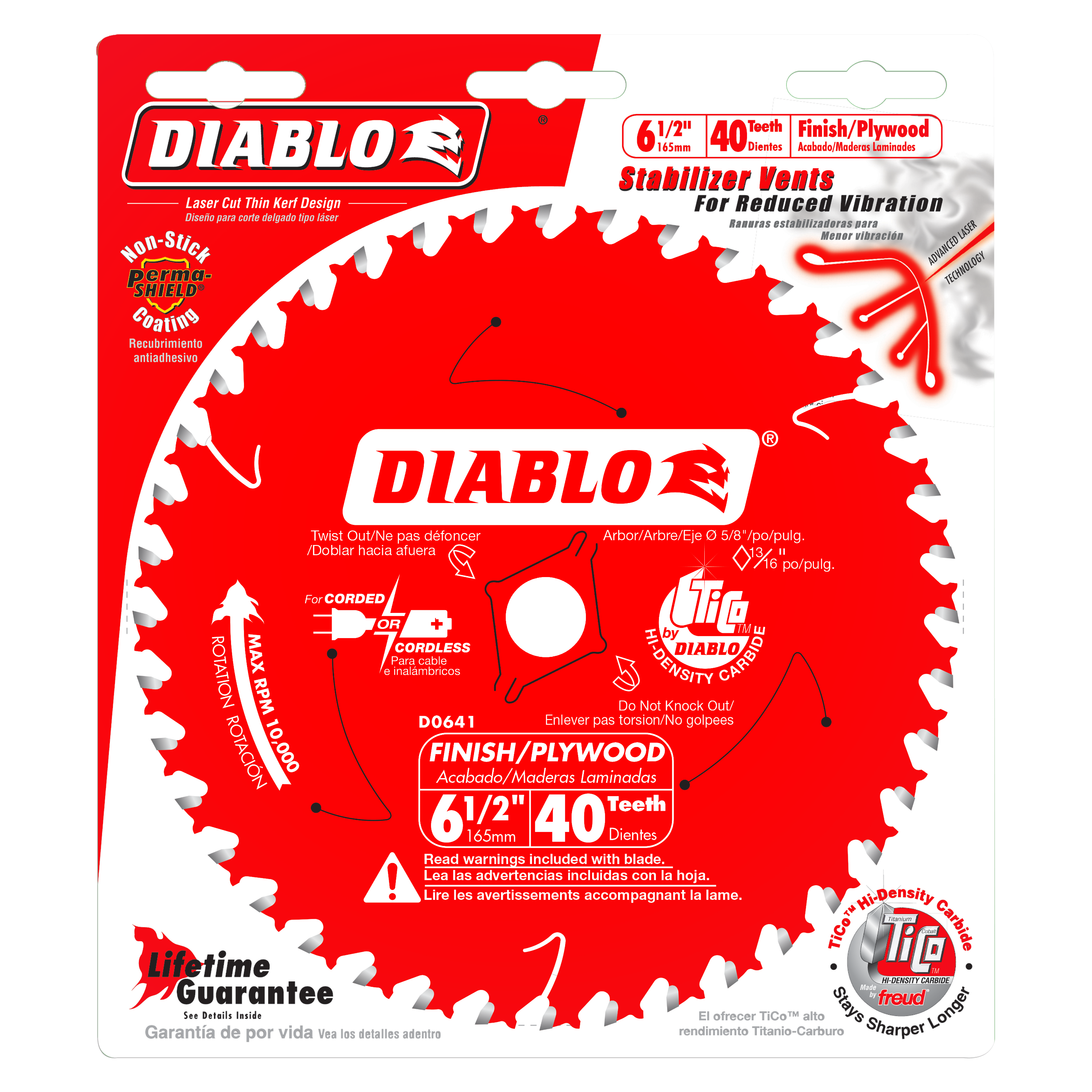 Diablo D0641X 6-1/2" x 40 Tooth Finish Trim Saw Blade