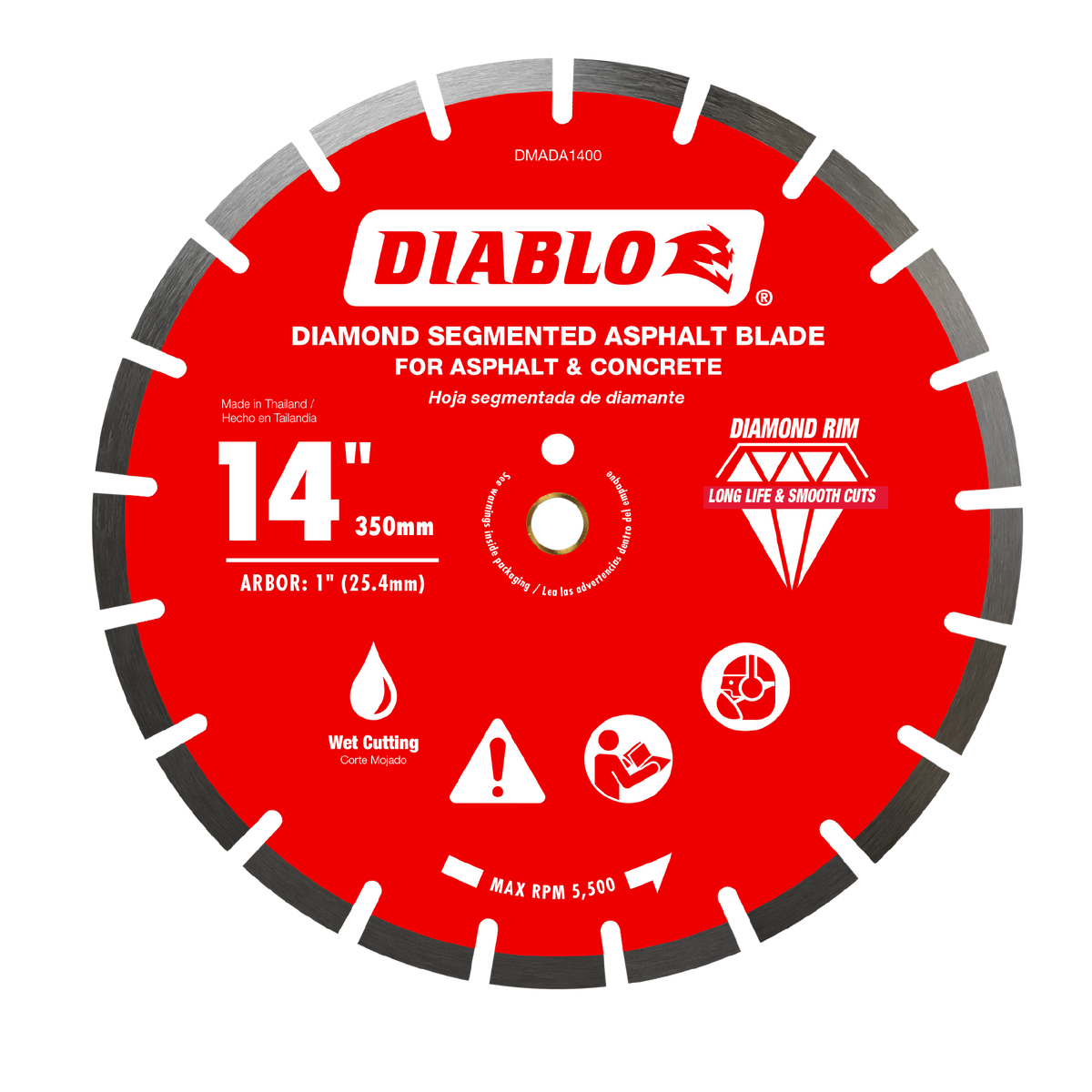 Diablo DMADA1400 14" Diamond Segmented Blade for Asphalt