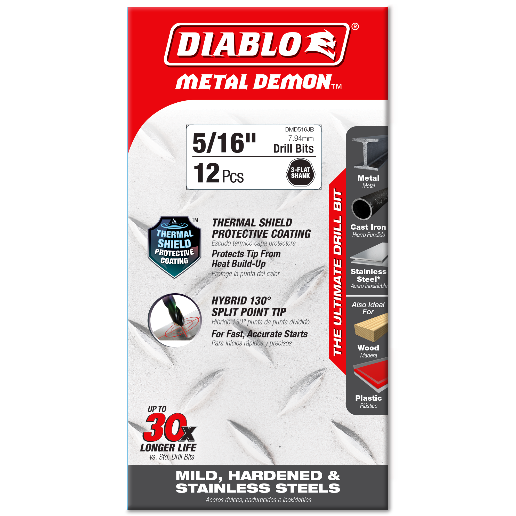 Diablo DMD516JB 5/16" Metal Demon™ Drill Bits for Mild, Hardened and Stainless Steels (2-Pack)