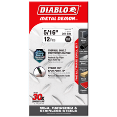 Diablo DMD516JB 5/16" Metal Demon™ Drill Bits for Mild, Hardened and Stainless Steels (2-Pack)