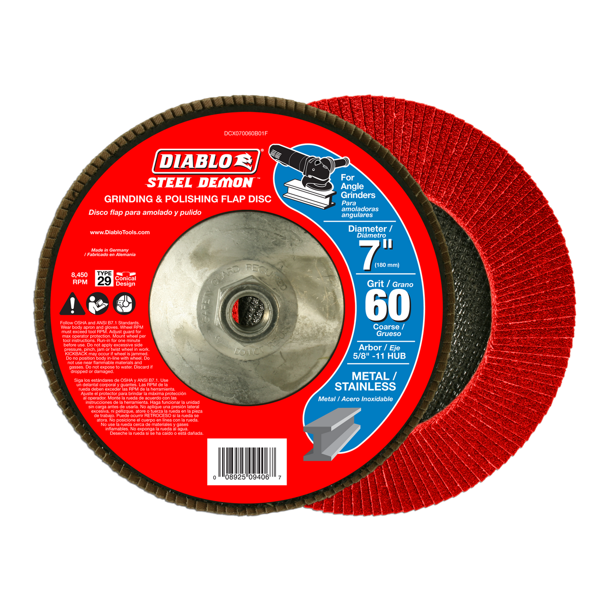 Diablo DCX070060B01F 7" 60-Grit Steel Demon™ Flap Disc for Metal