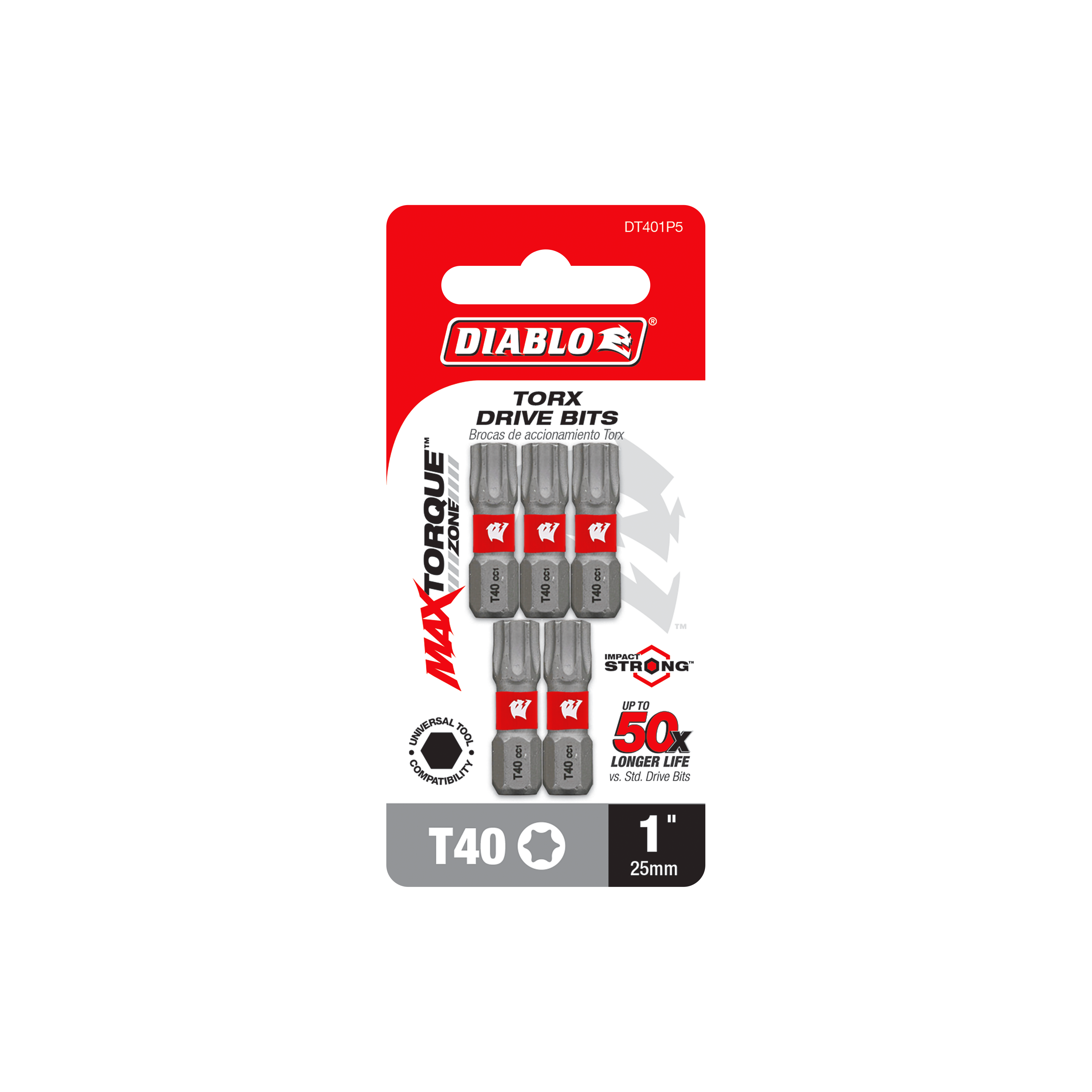 Diablo DT401P5 1" #40 Torx Drive Bits (5-Pack)