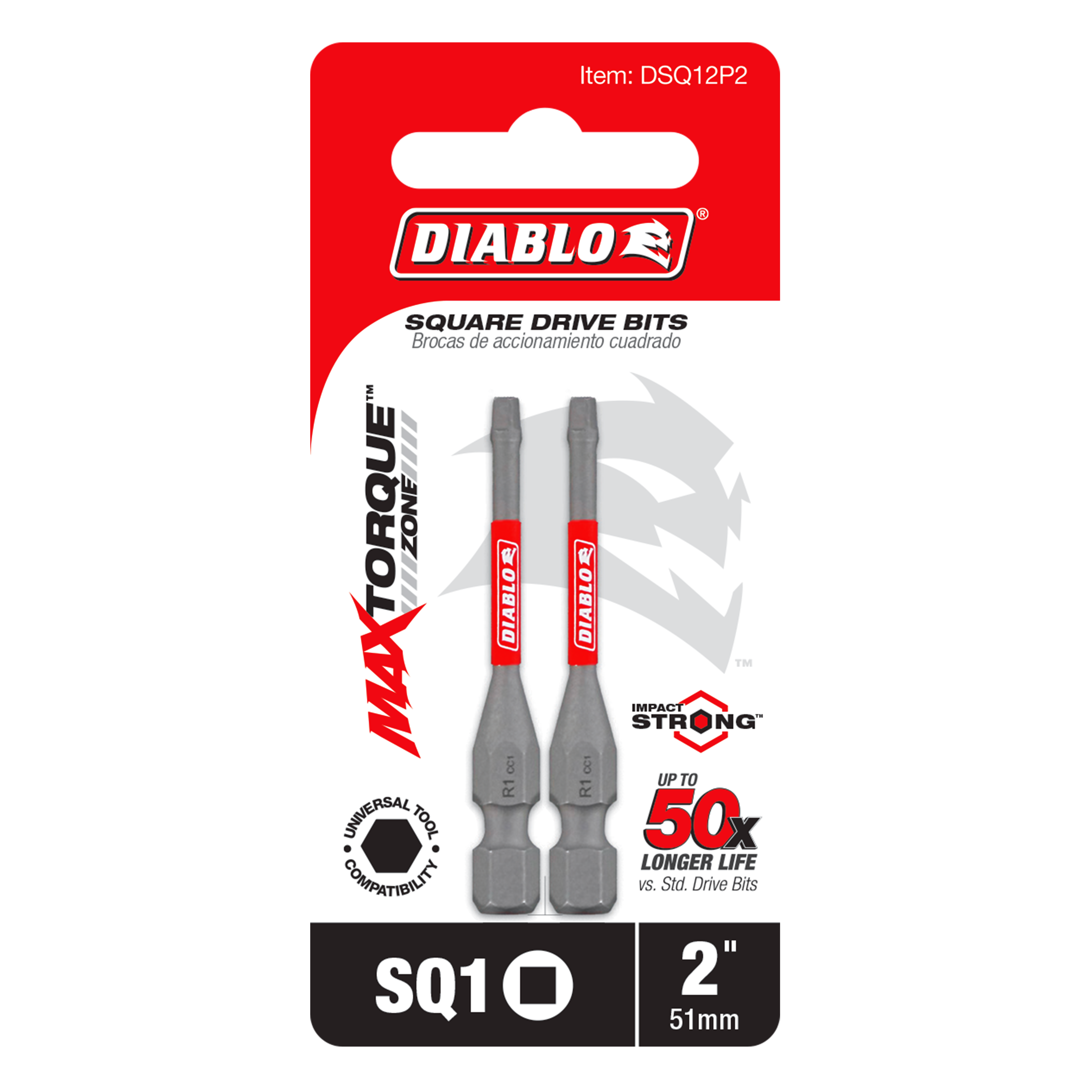 Diablo DSQ12P2 2" #1 Square Drive Bits