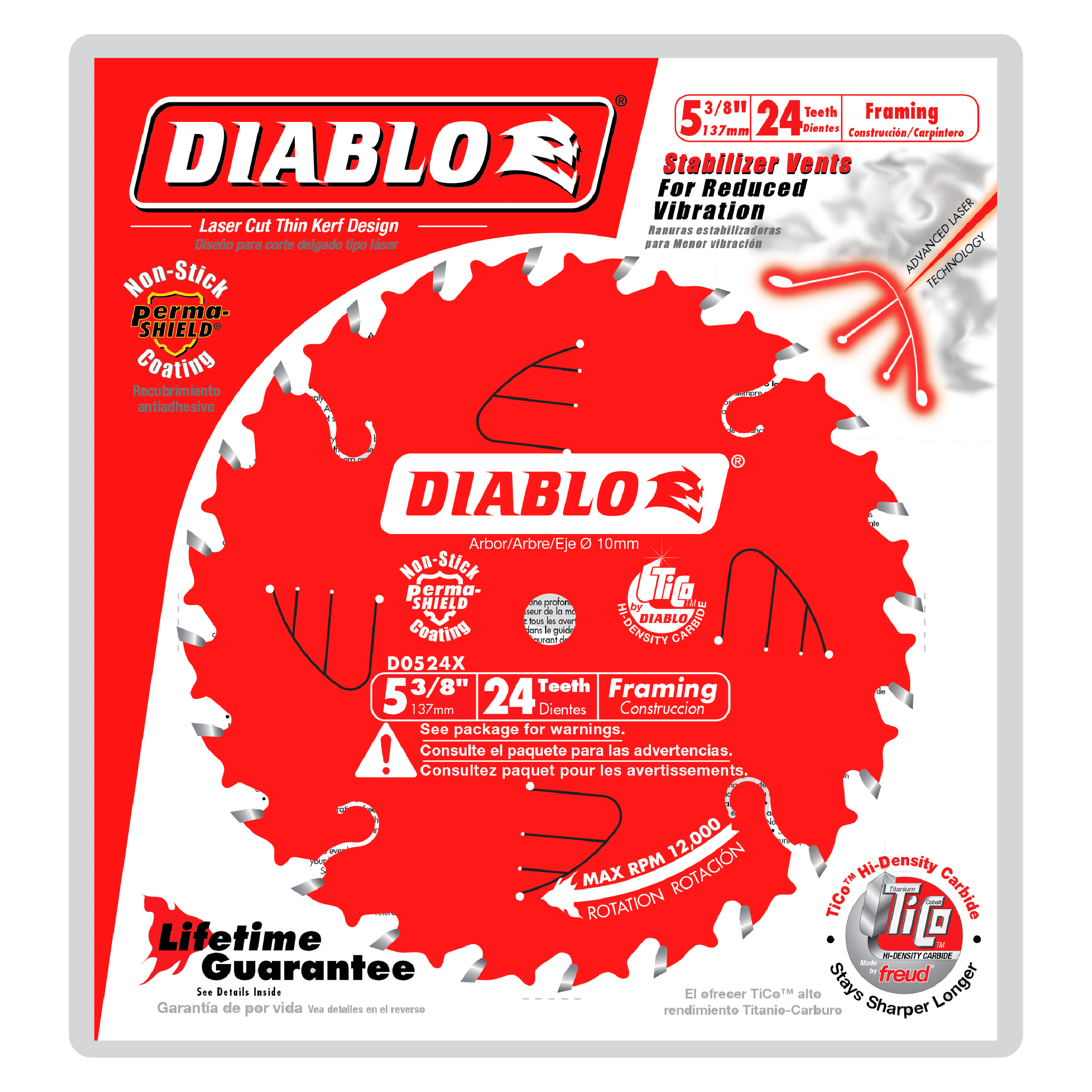 Diablo D0524X 5-3/8" x 24-Teeth Framing Saw Blade for Wood