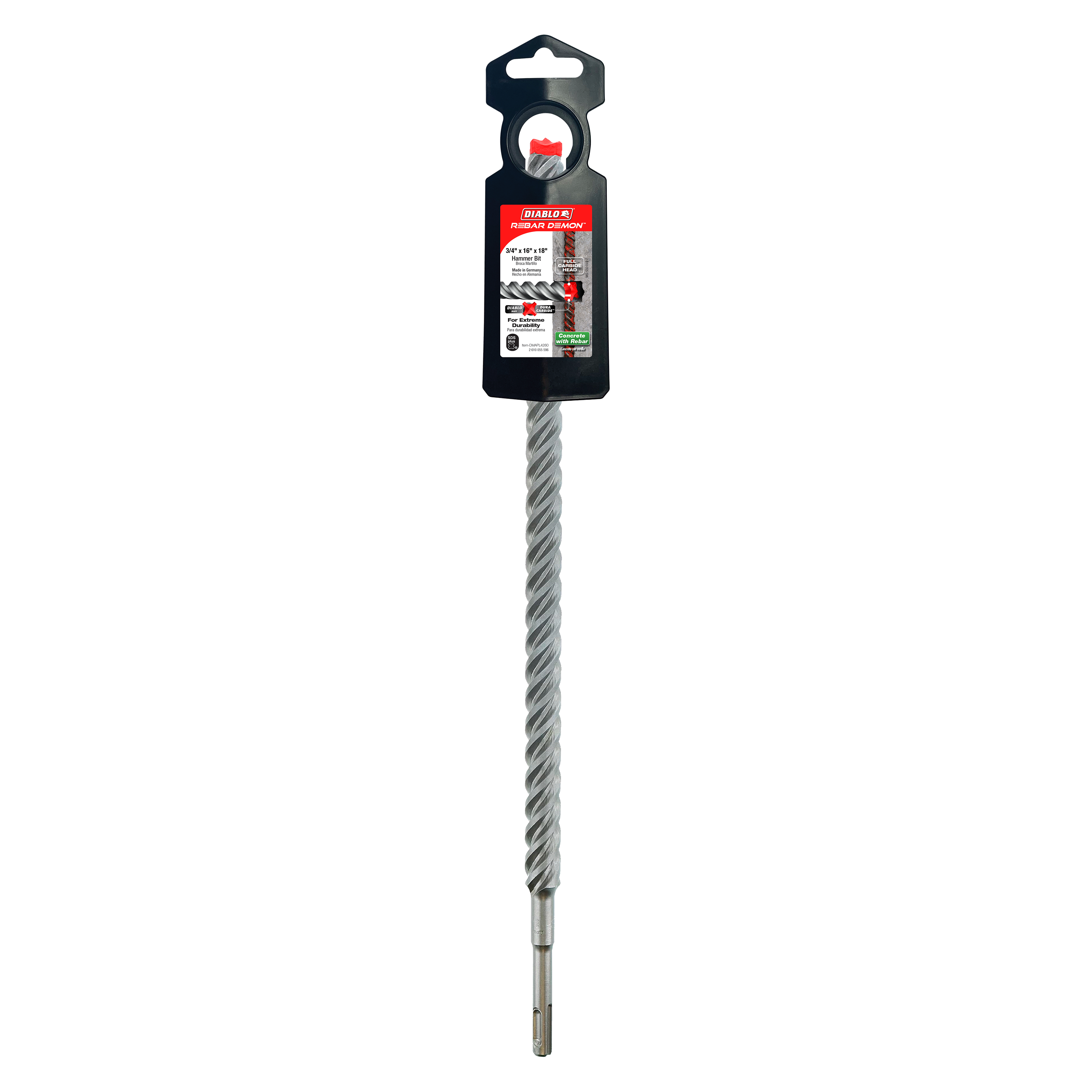 Diablo DMAPL4260 3/4" x 16" x 18" Rebar Demon™ SDS-Plus 4-Cutter Full Carbide Head Hammer Drill Bit