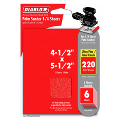 Diablo DCS045220S06G 4-1/2" x 5-1/2" 220-Grit Palm Sander 1/4 Sanding Sheets (6-Pack)