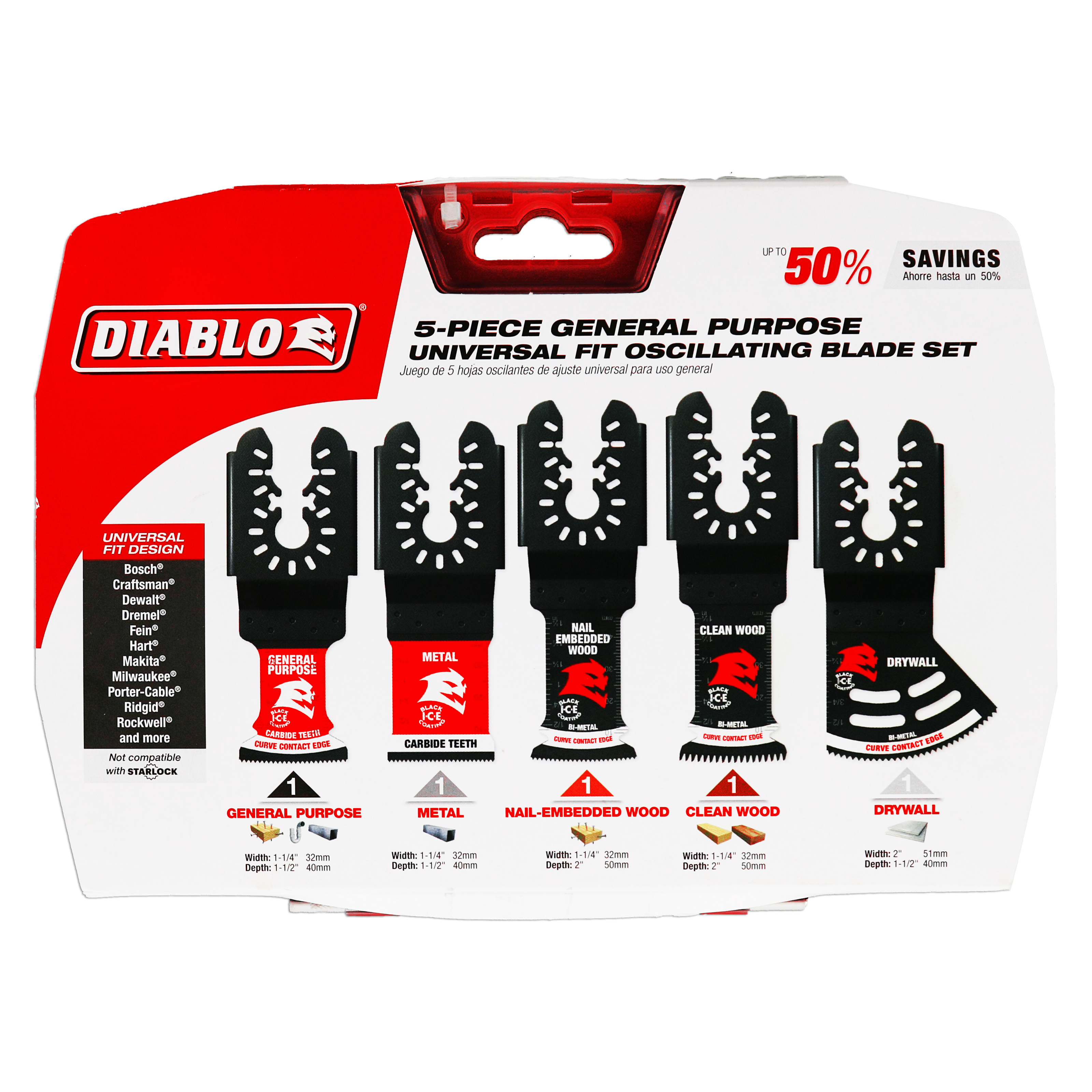 Diablo DOU5S 5 pc Universal Fit General Purpose Oscillating Blade Set (5-Piece)