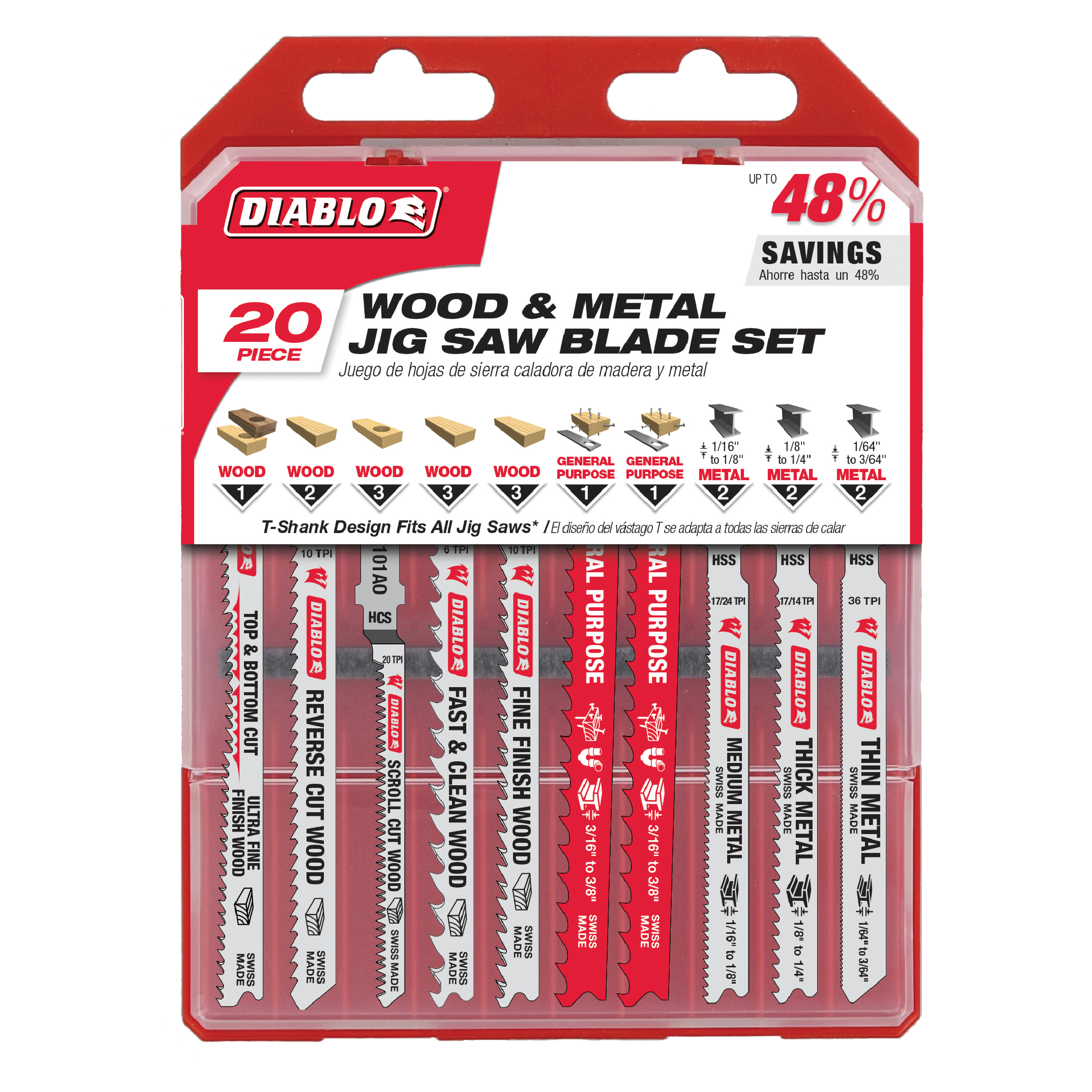 Diablo DJT20S Jig Saw Blade Set for Wood, Metal and Plastics (20-Piece)