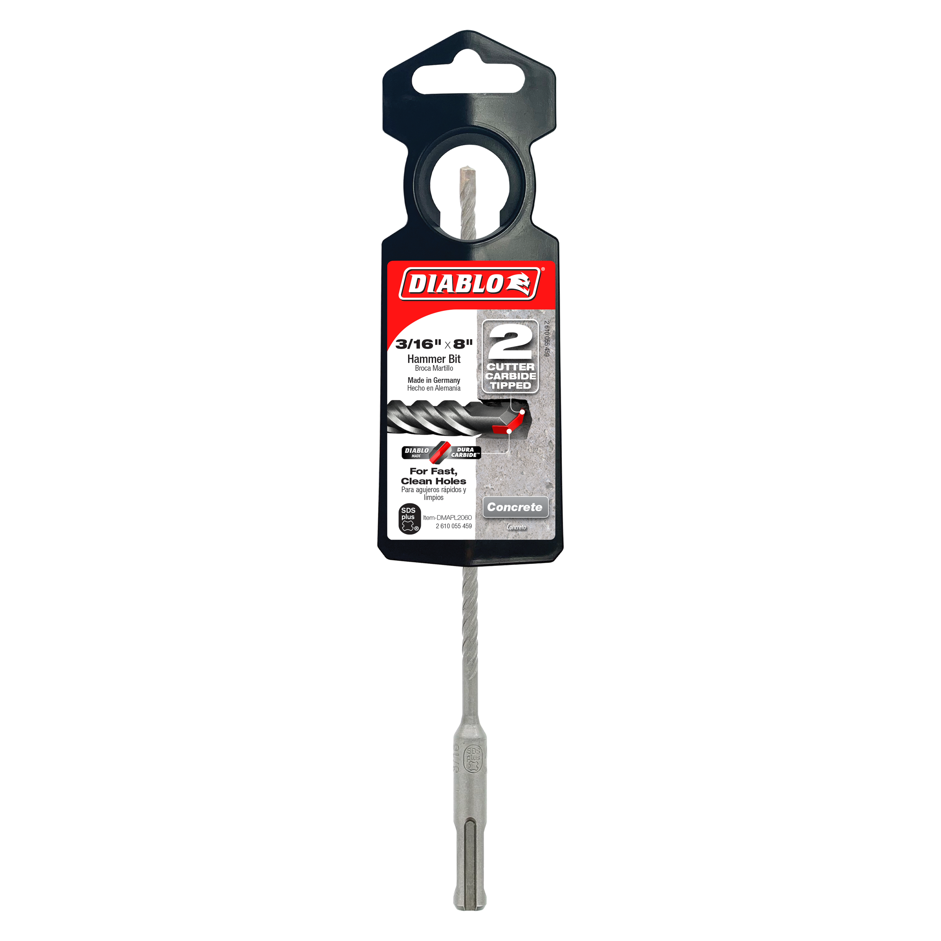 Diablo DMAPL2060 3/16" x 6" x 8" SDS-Plus 2-Cutter Carbide-Tipped Hammer Drill Bit