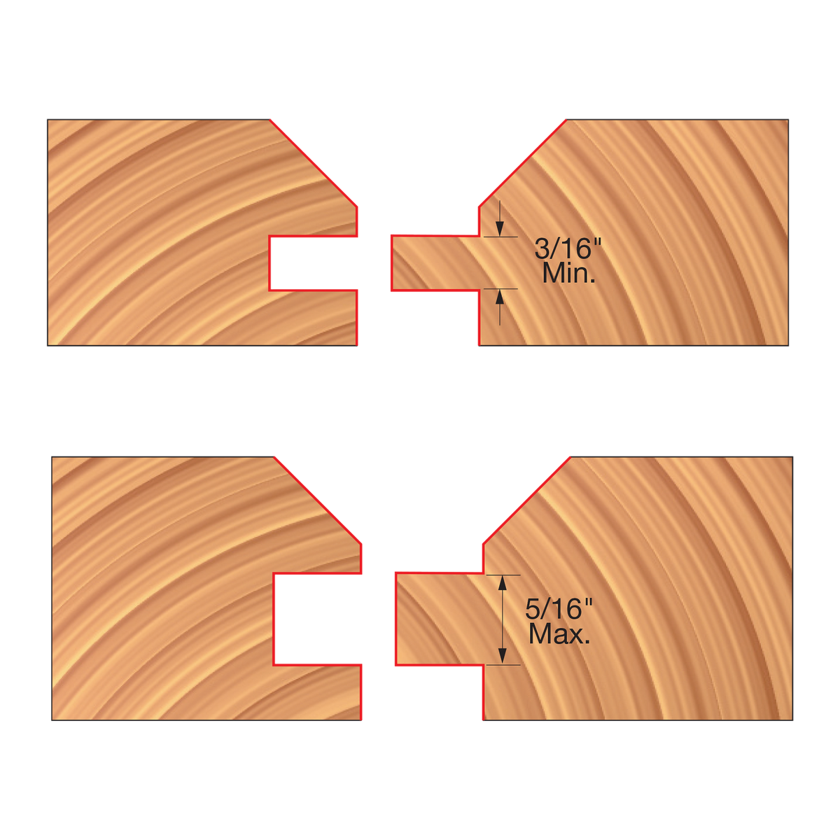 Freud UP191-IC 4-1/8" x 1-1/16"-1-3/16" x 1-1/4" V-Paneling Cutter Sets