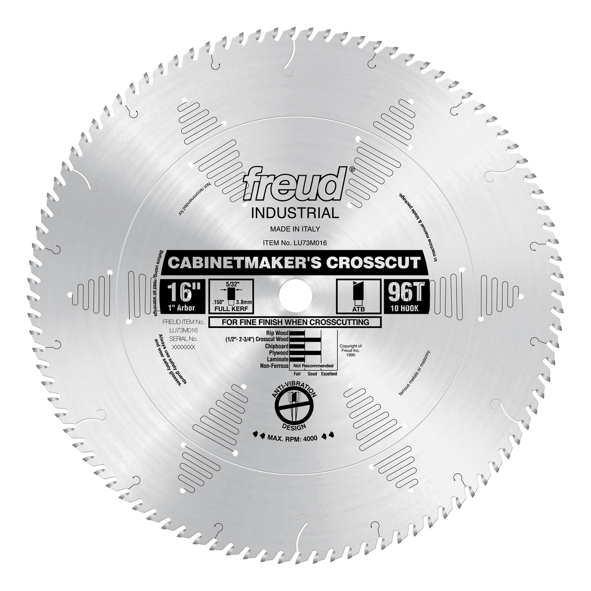 Freud LU73M016 16" Cabinetmaker’s Crosscut Blade