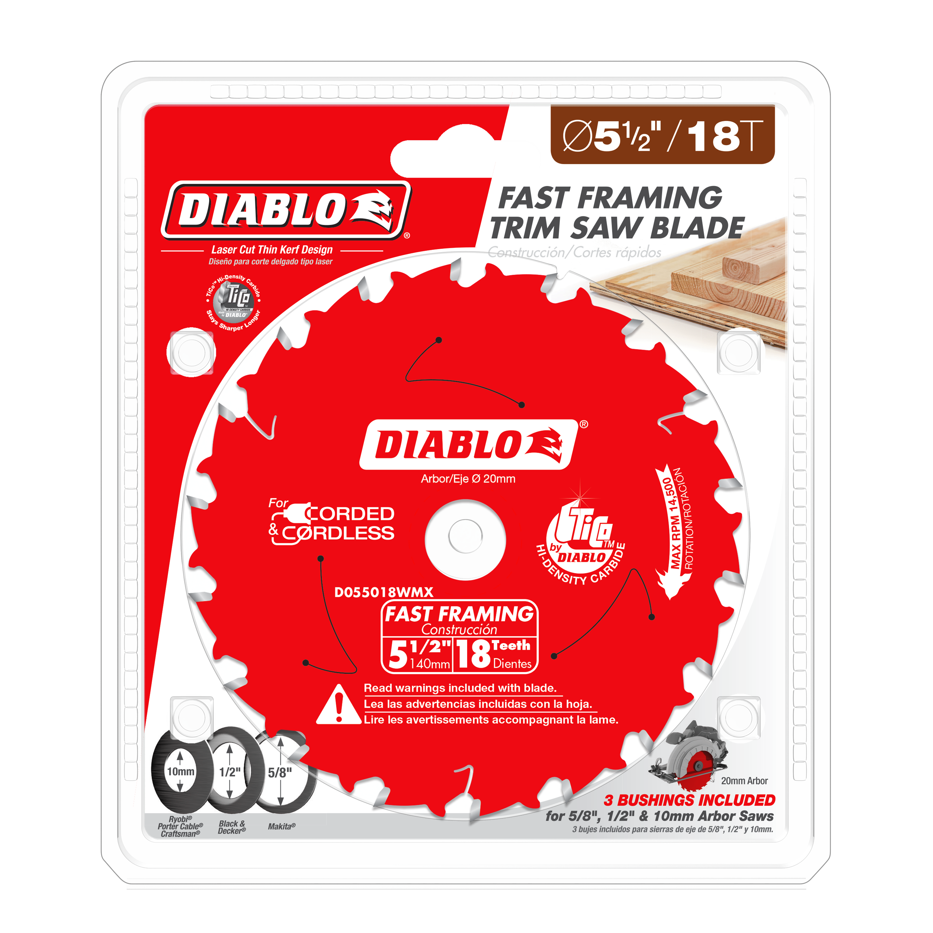 Diablo D055018WMX 5-1/2" x 18-Teeth Fast Framing Saw Blade for Wood