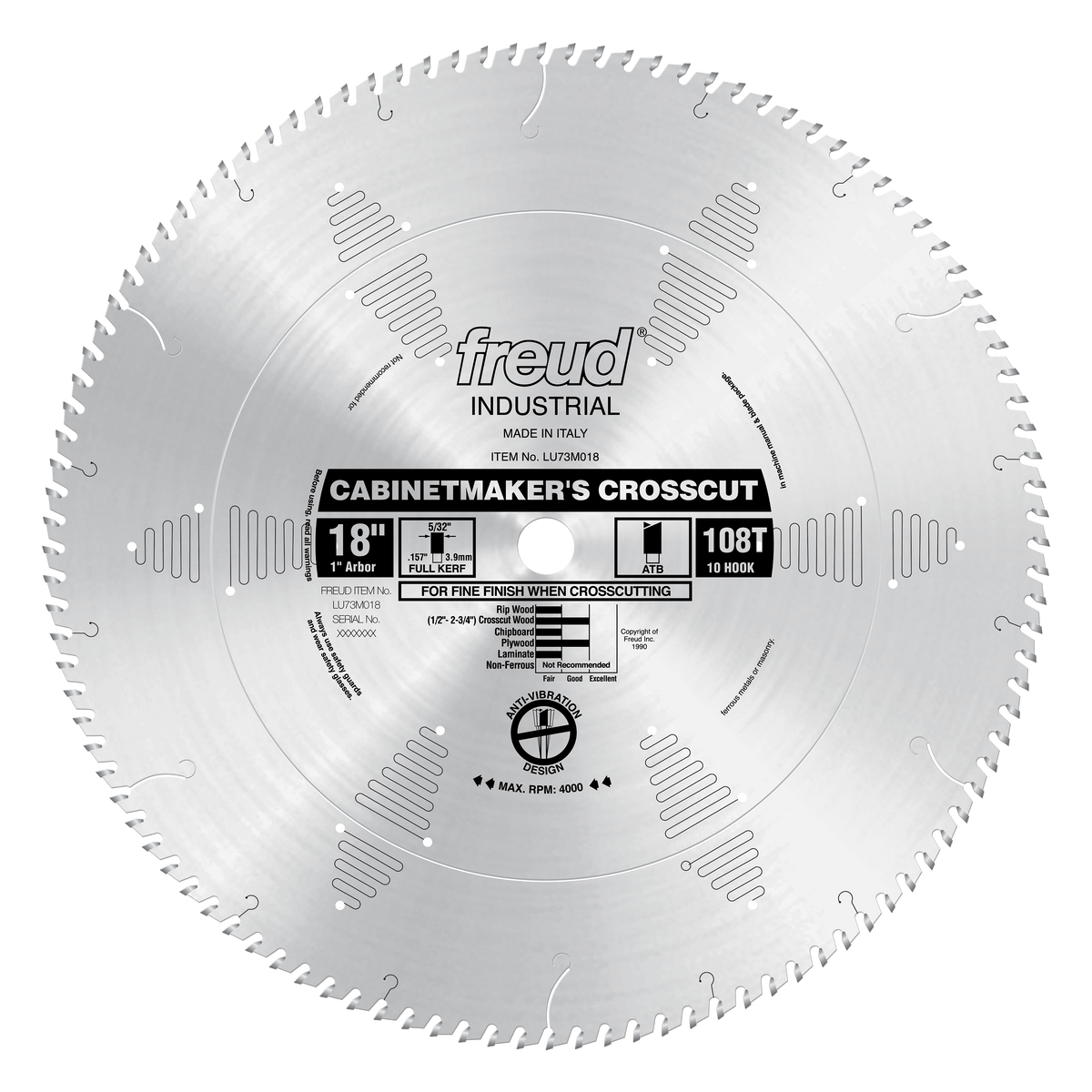 Freud LU73M018 18" Cabinetmaker’s Crosscut Blade