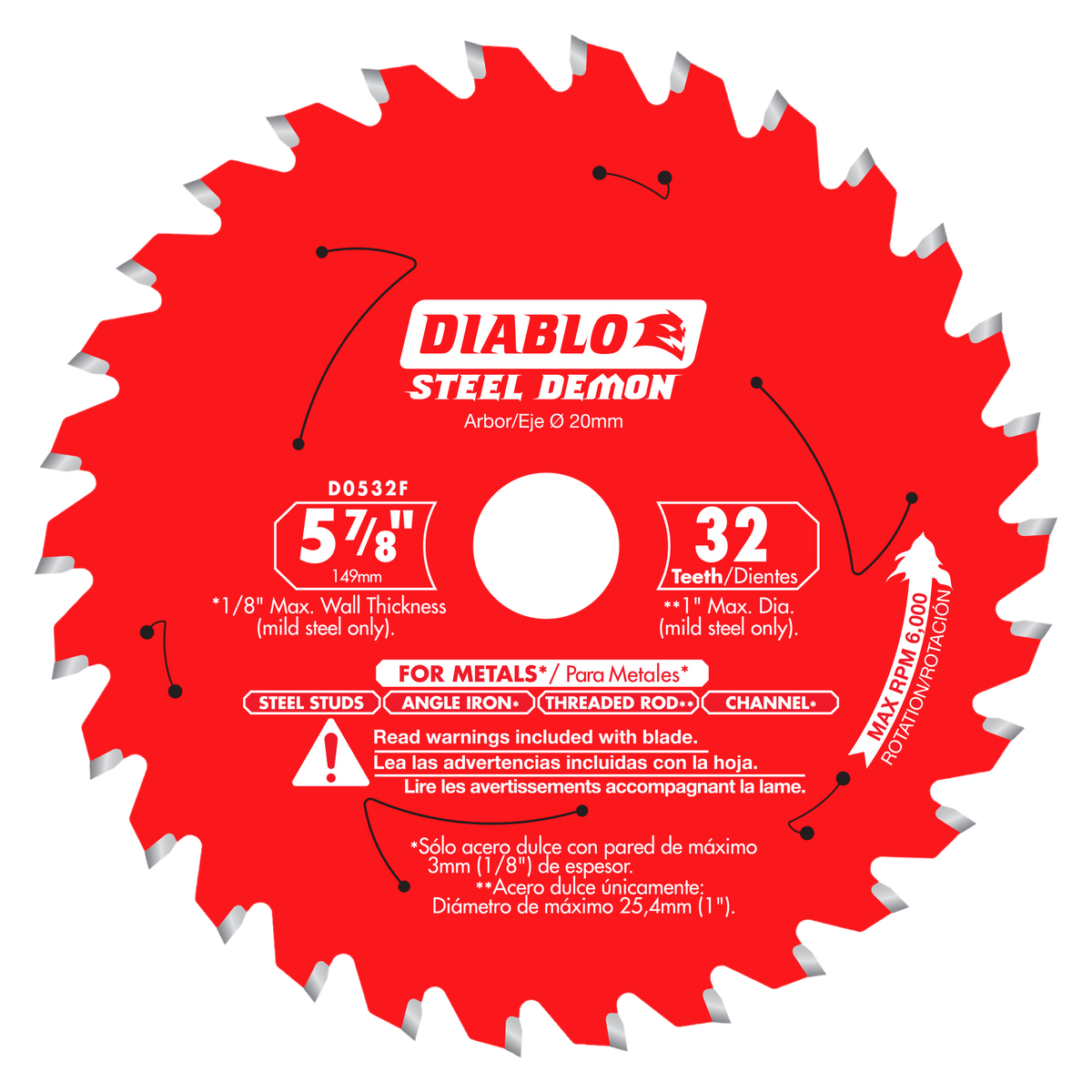 Diablo D0532F 5-7/8" x 32-Teeth Steel Demon™ Saw Blade for Medium Metal