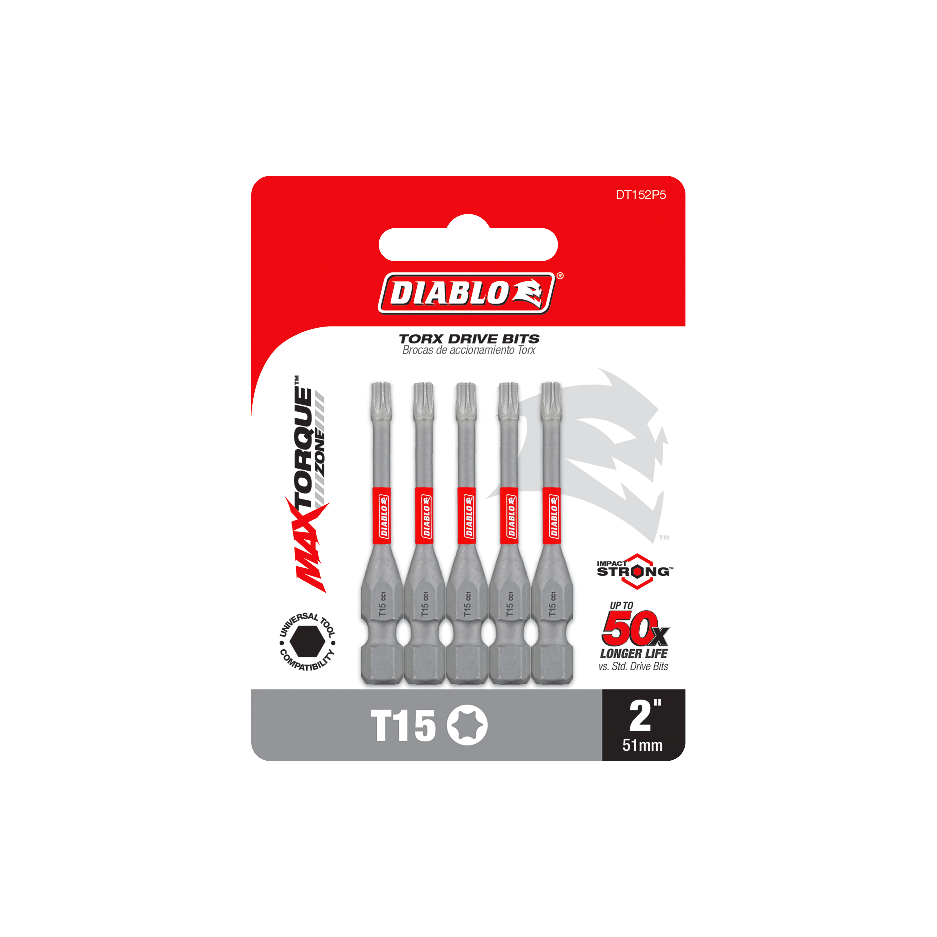 Diablo DT152P5 2" #15 Torx Drive Bits (5-Pack)