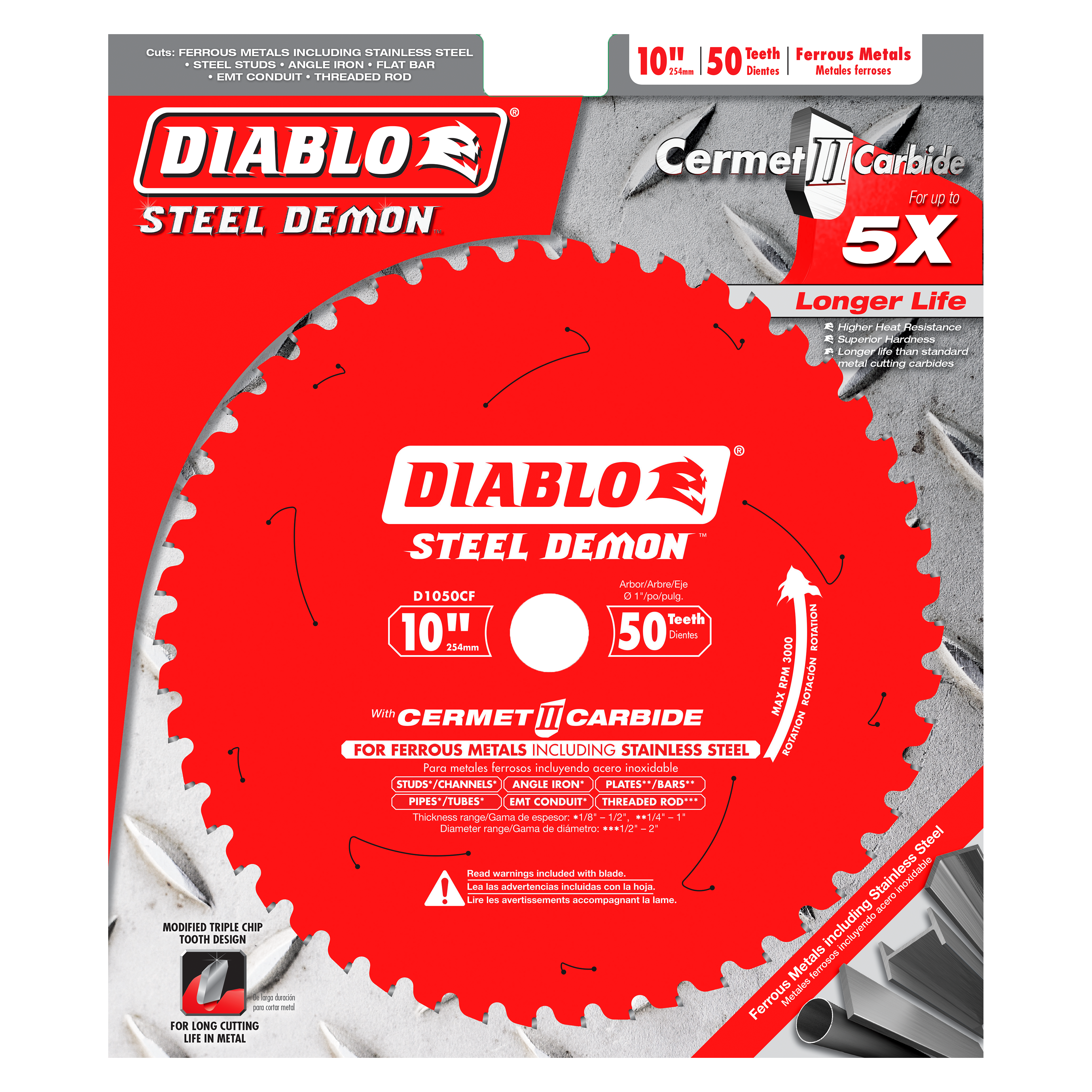 Diablo D1050CF 10" x 50-Teeth Steel Demon™ Cermet II Saw Blade for Medium Metal