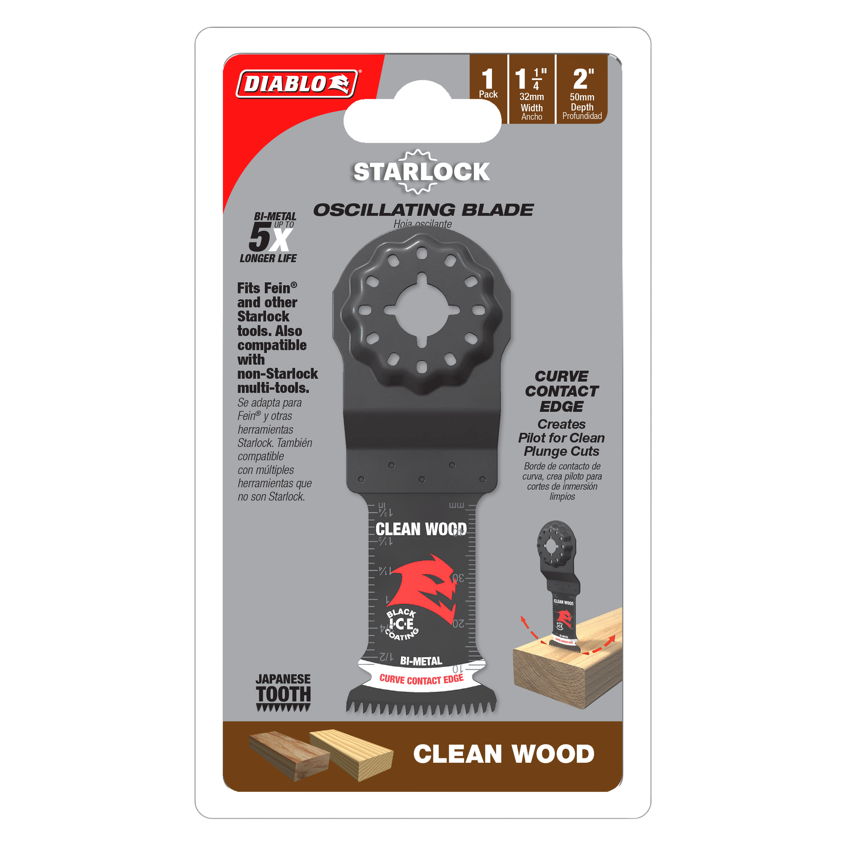 Diablo DOS125JBW 1-1/4" Demo Demon™ Starlock Bi-Metal Oscillating Blade for Clean Wood