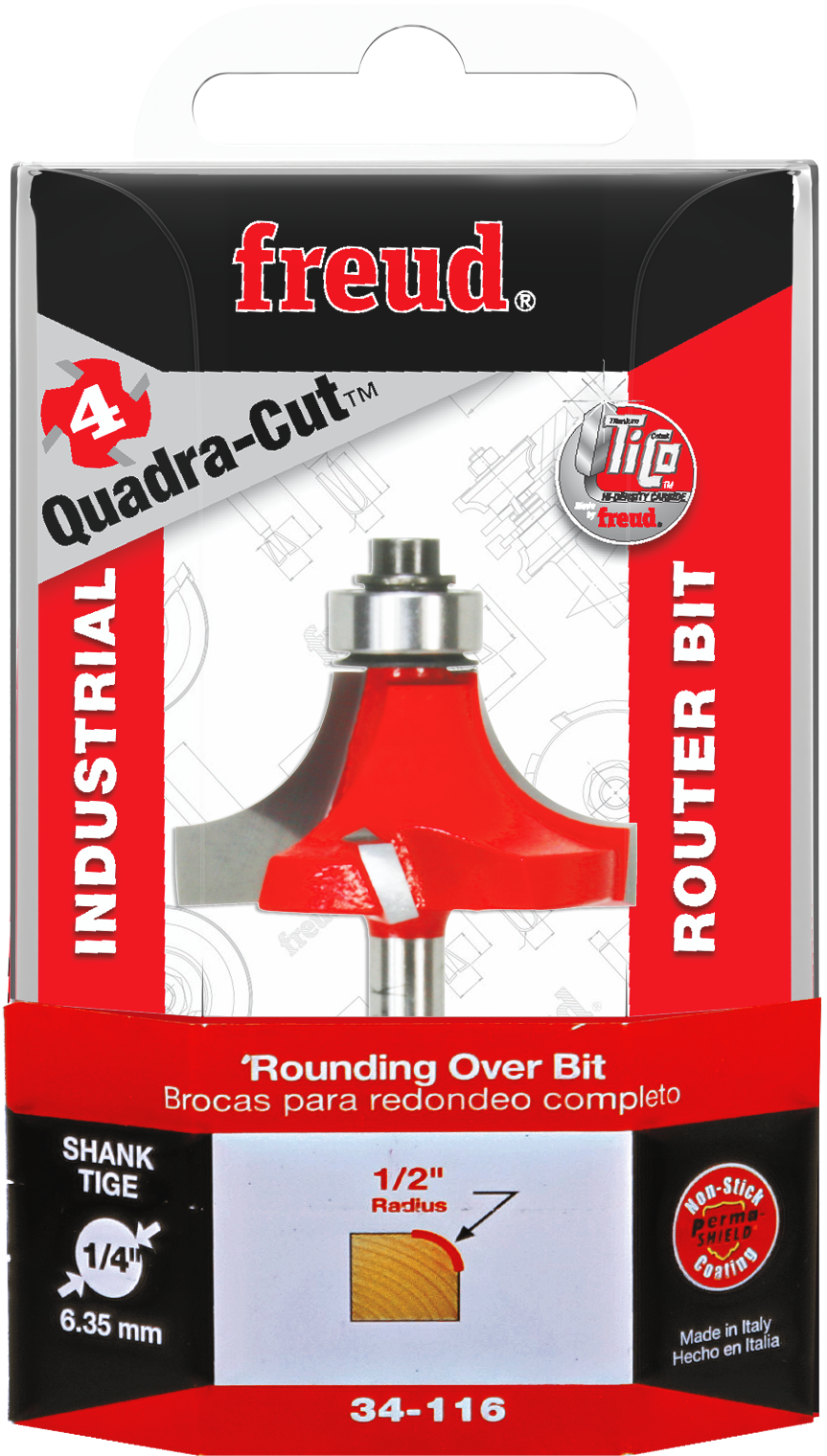Freud 34-116 1/2" Radius Rounding Over Bit (Quadra-Cut)