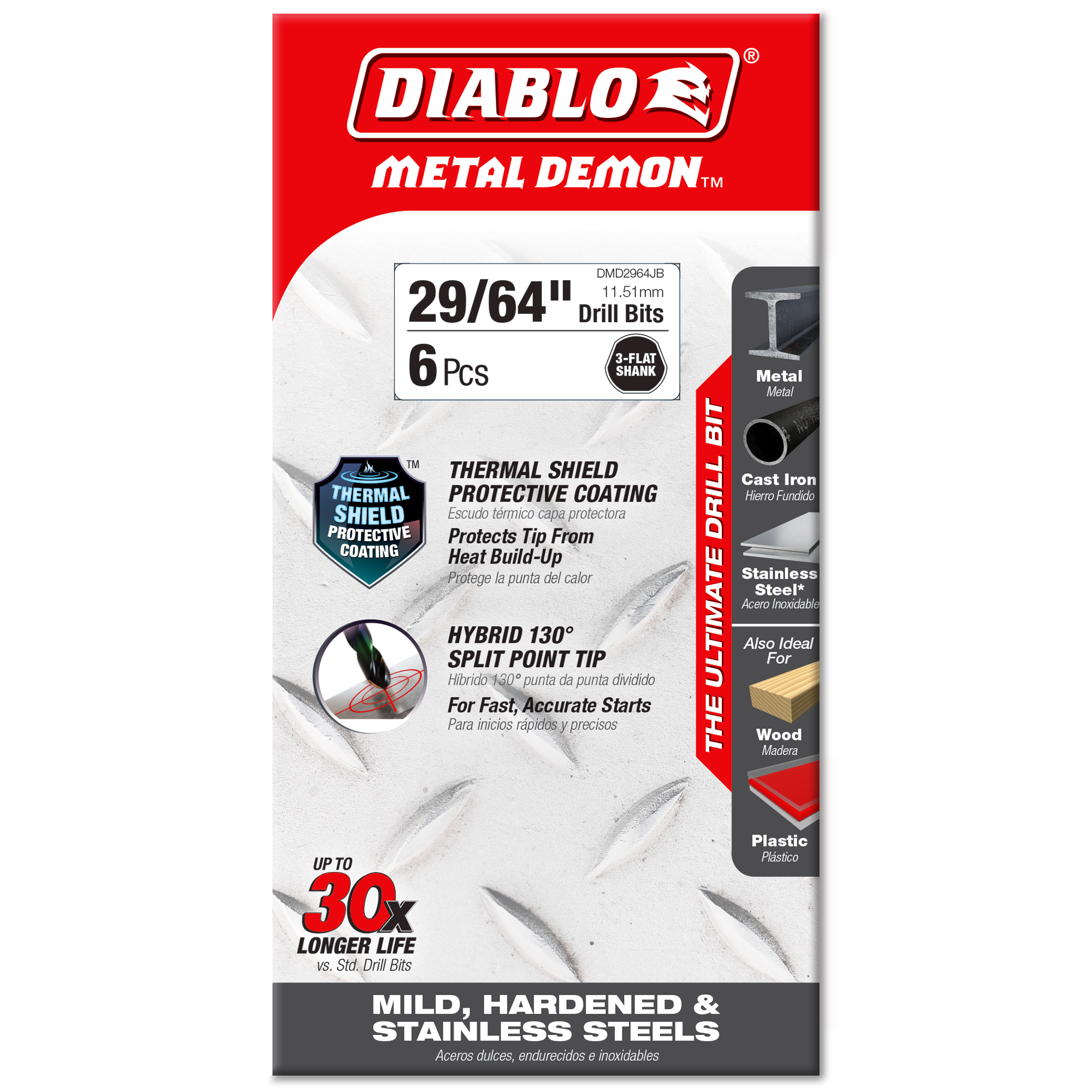 Diablo DMD2964JB 29/64" Metal Demon™ Drill Bits for Mild, Hardened and Stainless Steels