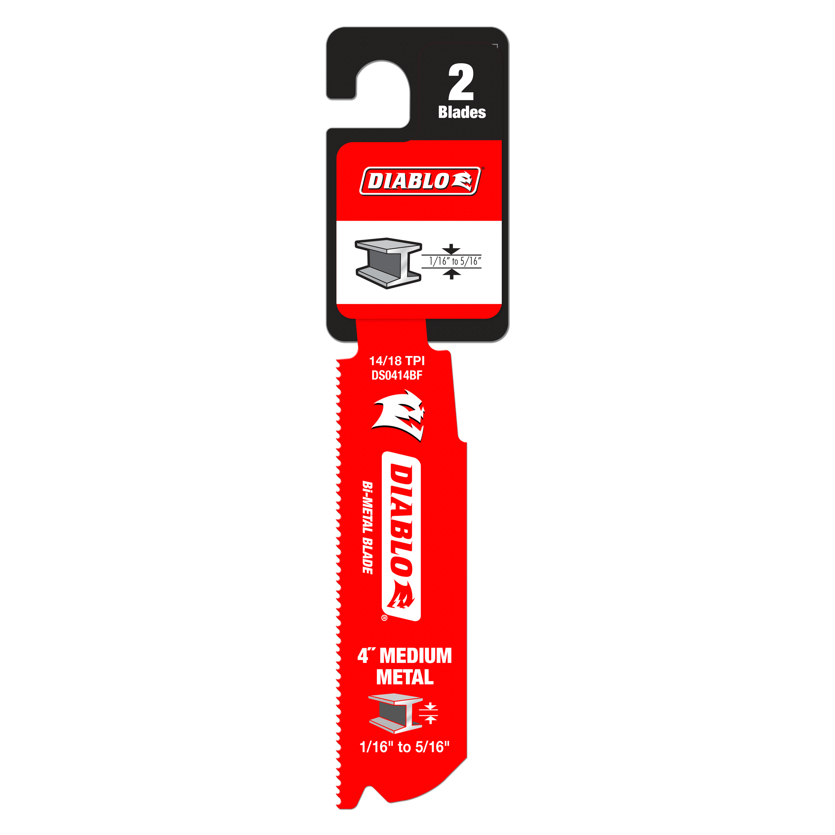 Diablo DS0414BF2 4" 14/18TPI Bi-Metal Reciprocating Saw Blades for Medium Metal (2-Pack)