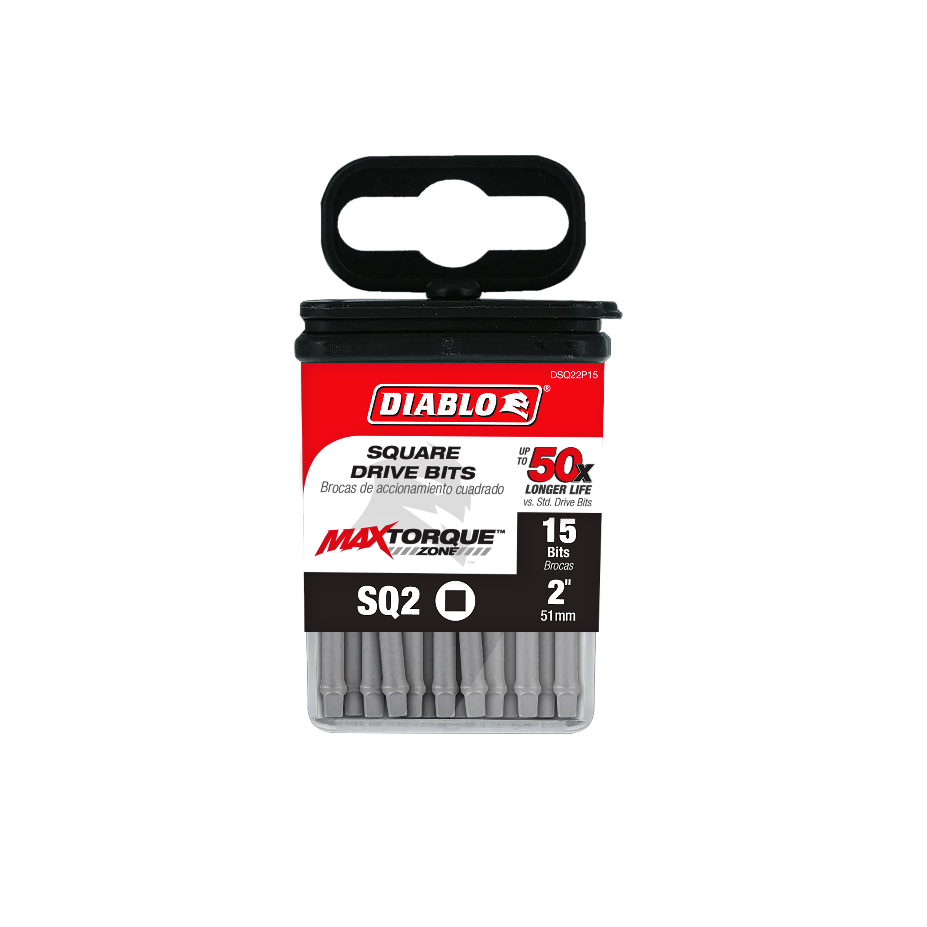 Diablo DSQ22P15 2" #2 Square Drive Bits (15-Pack)