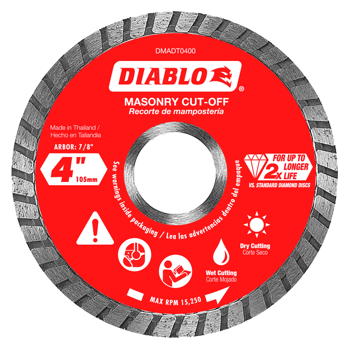 Diablo DMADT0400 4" Diamond Turbo Masonry Cut-Off Disc