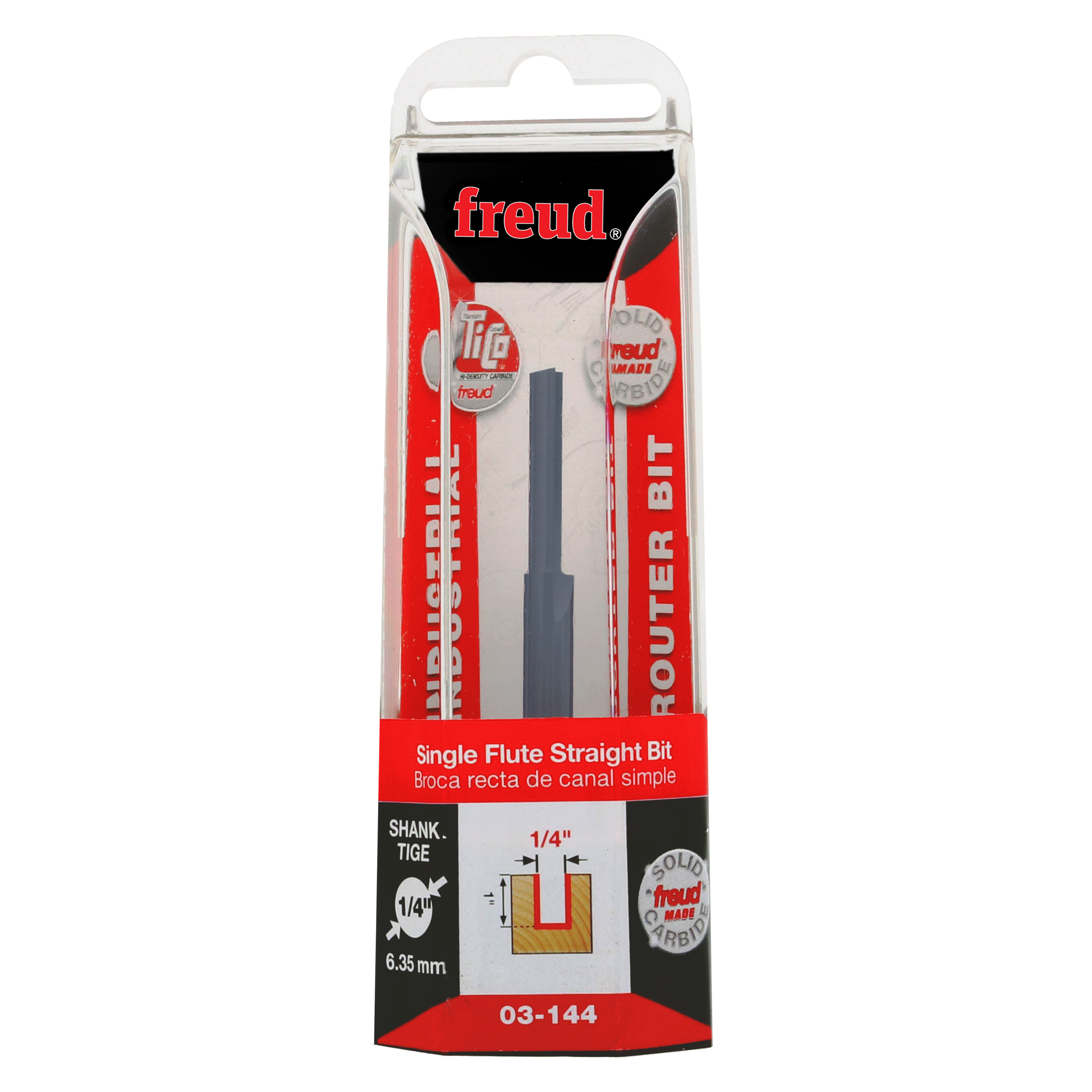 Freud 03-144 1/4" (Dia.) Single Flute Straight Bit