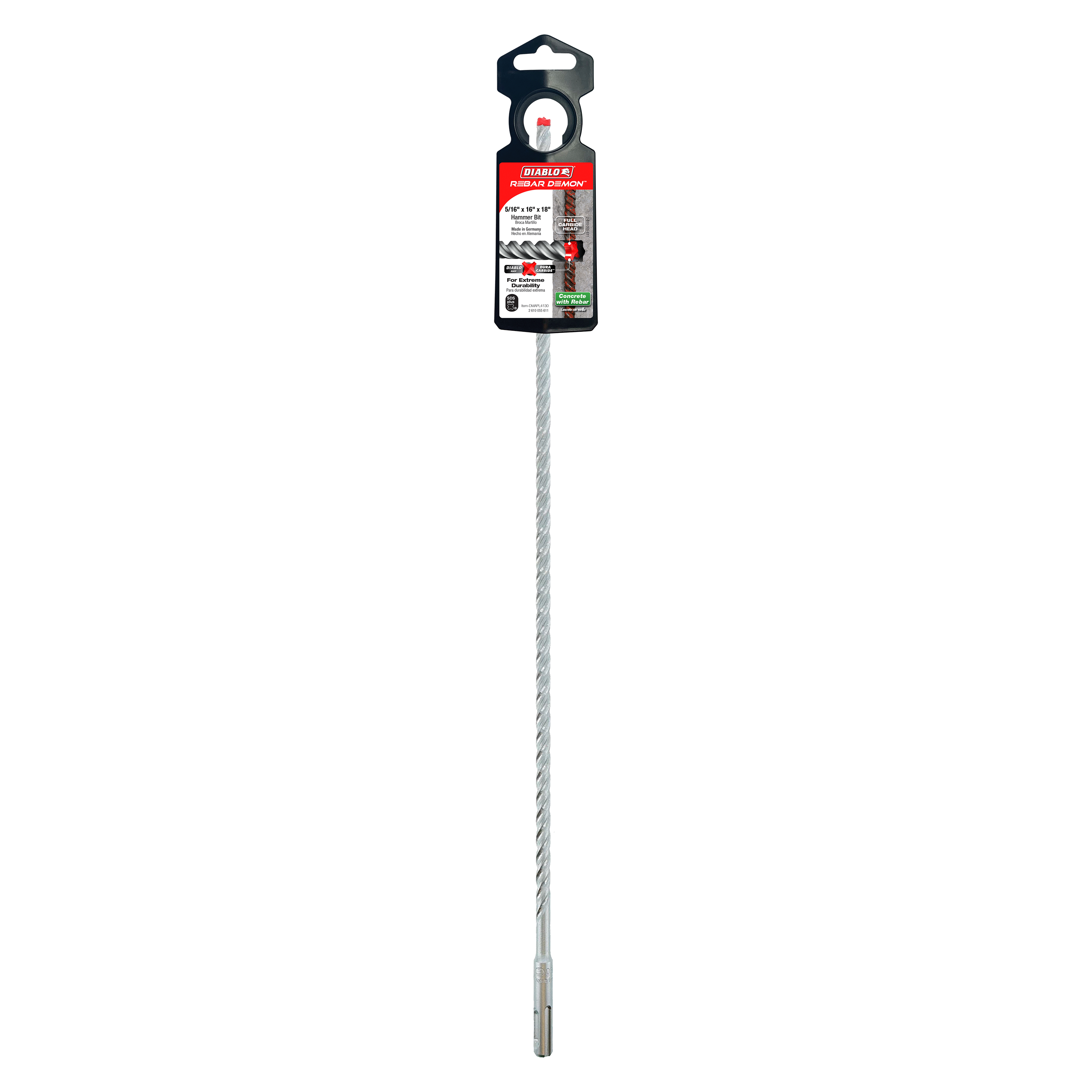 Diablo DMAPL4130 5/16" x 16" x 18" Rebar Demon™ SDS-Plus 4-Cutter Full Carbide Head Hammer Drill Bit