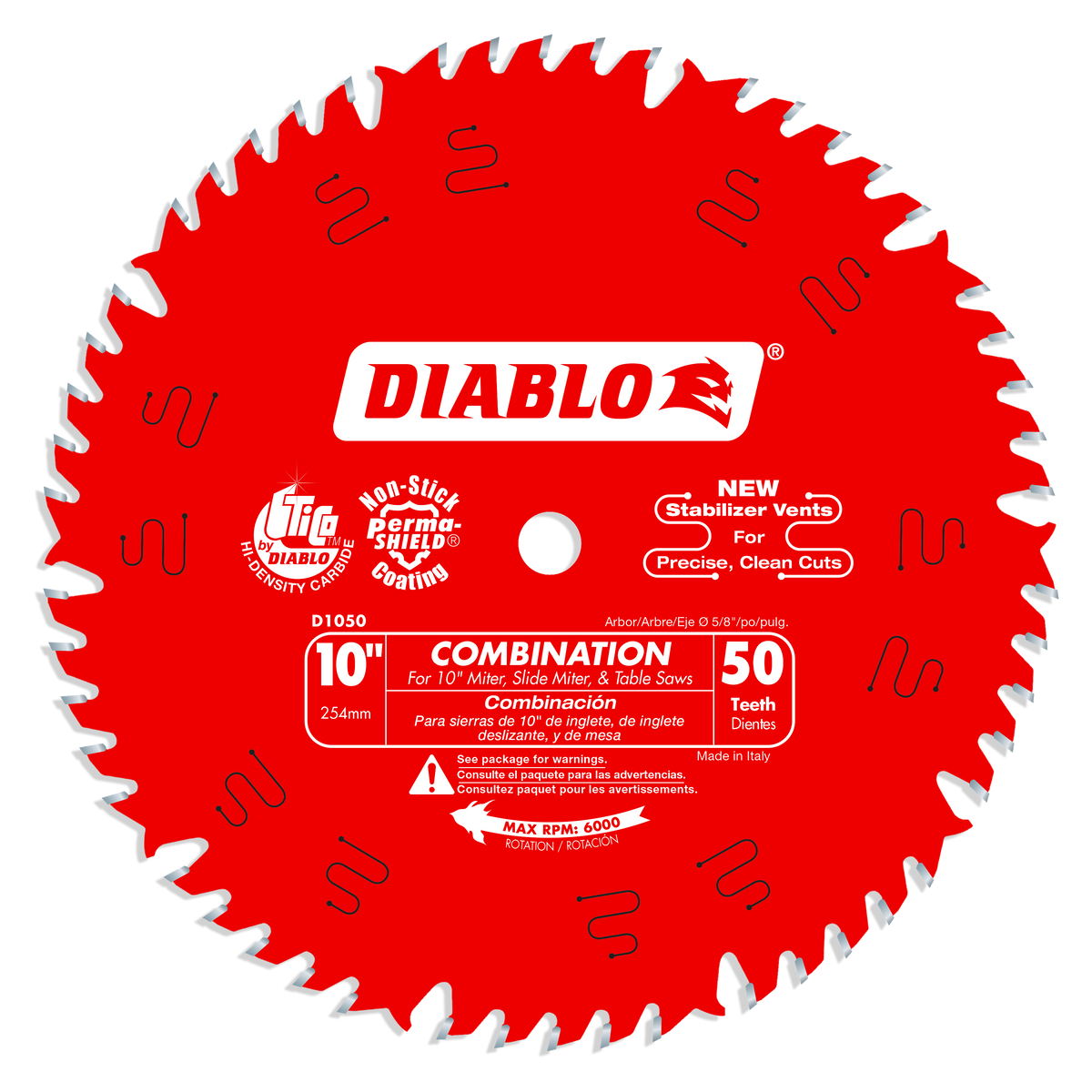 Diablo D1050X 10" x 50-Teeth Combination Saw Blade for Wood