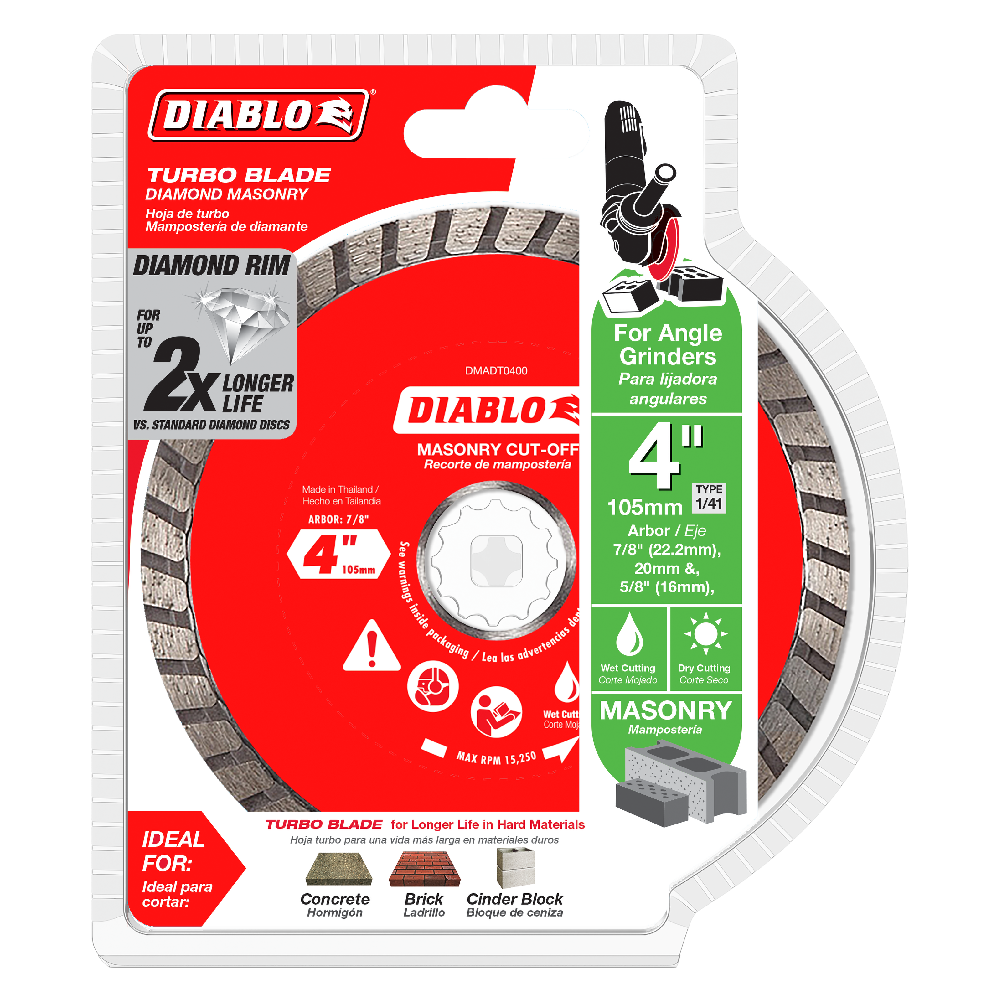 Diablo DMADT0400 4" Diamond Turbo Masonry Cut-Off Disc