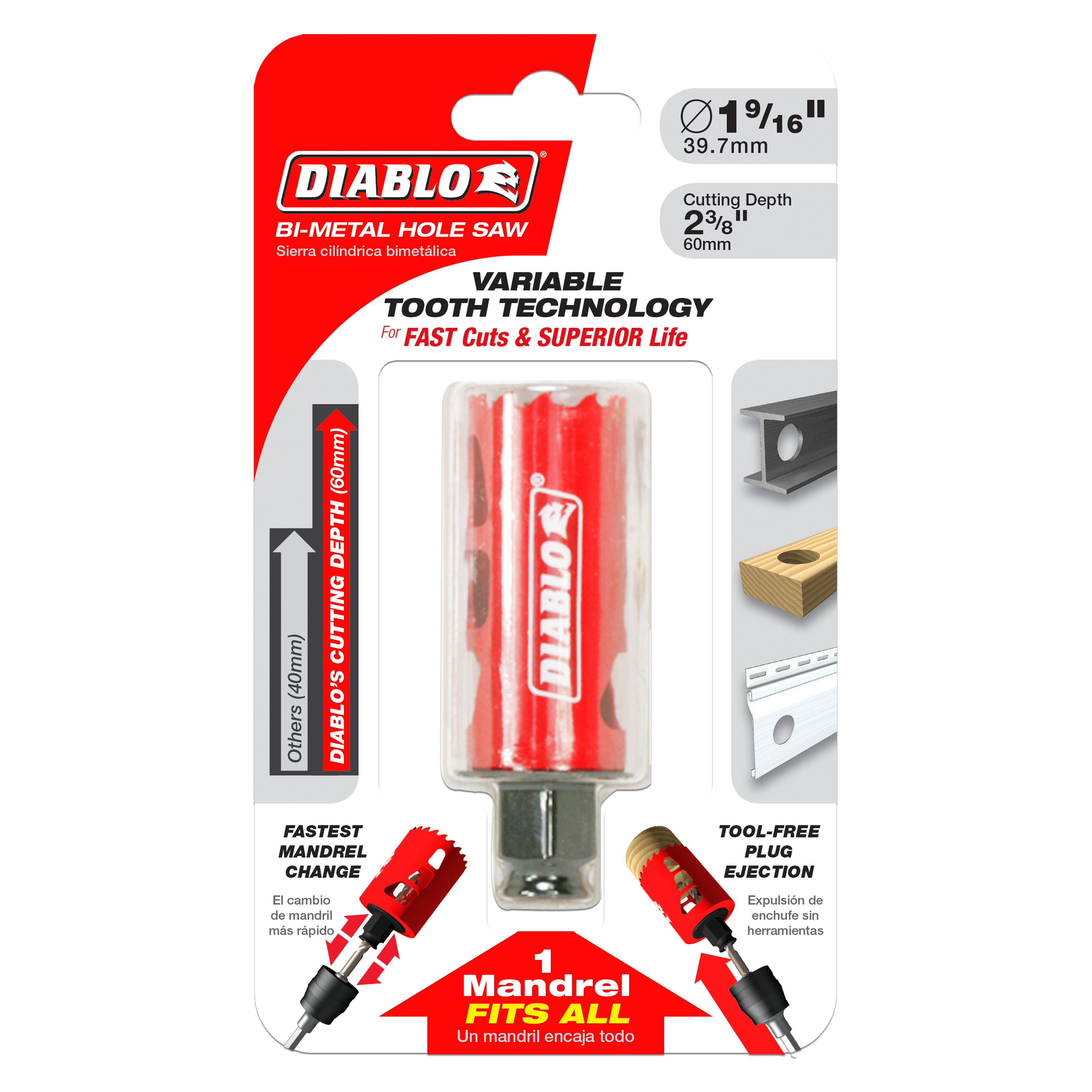 Diablo DHS1563 1-9/16" Bi-Metal Hole Saw