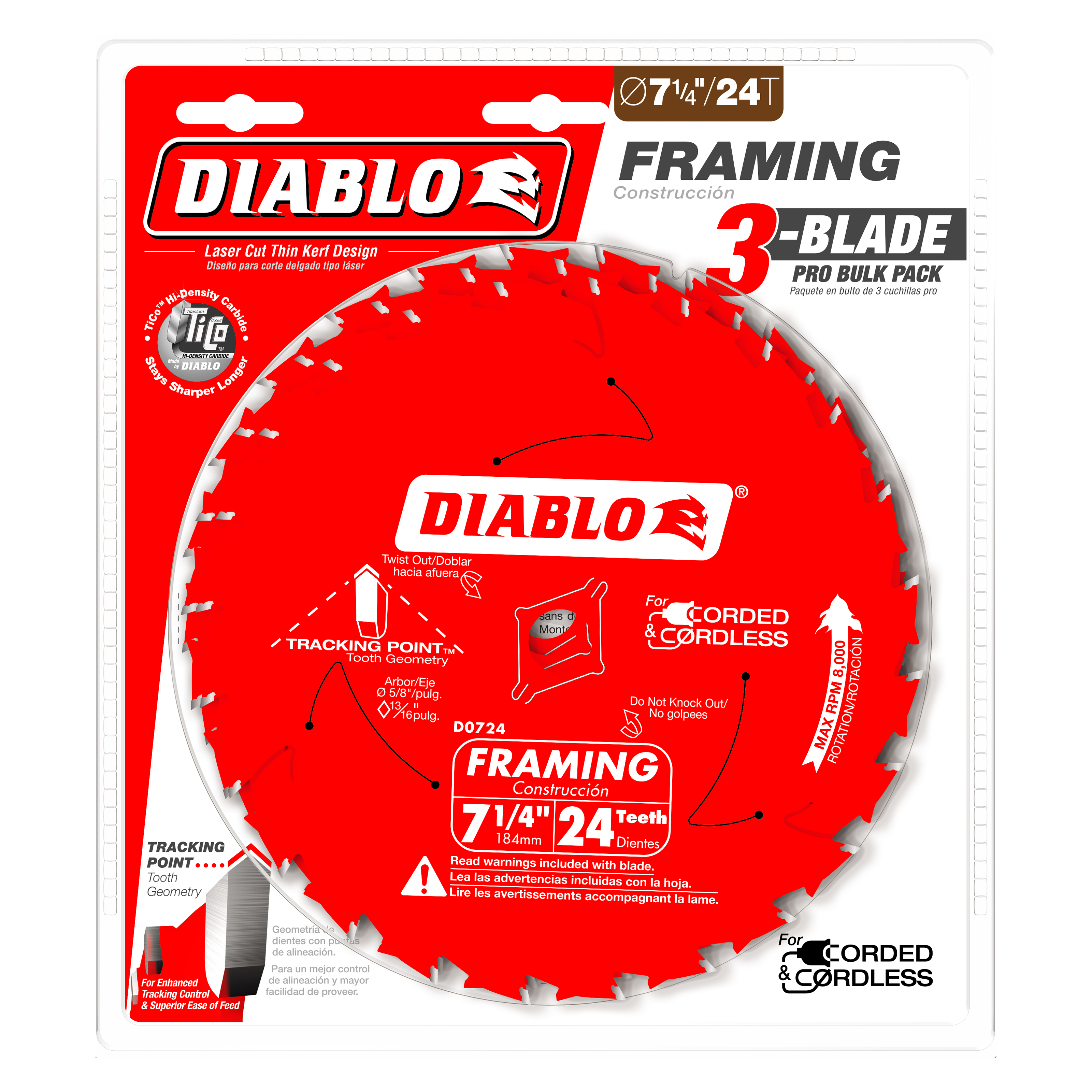 Diablo D0724X3 7-1/4" x 24-Teeth Framing Saw Blades for Wood (3-Pack)