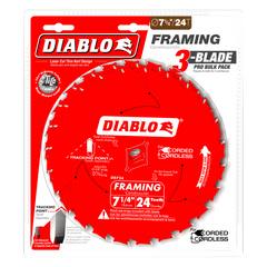 Diablo D0724X3 7-1/4" x 24-Teeth Framing Saw Blades for Wood (3-Pack)