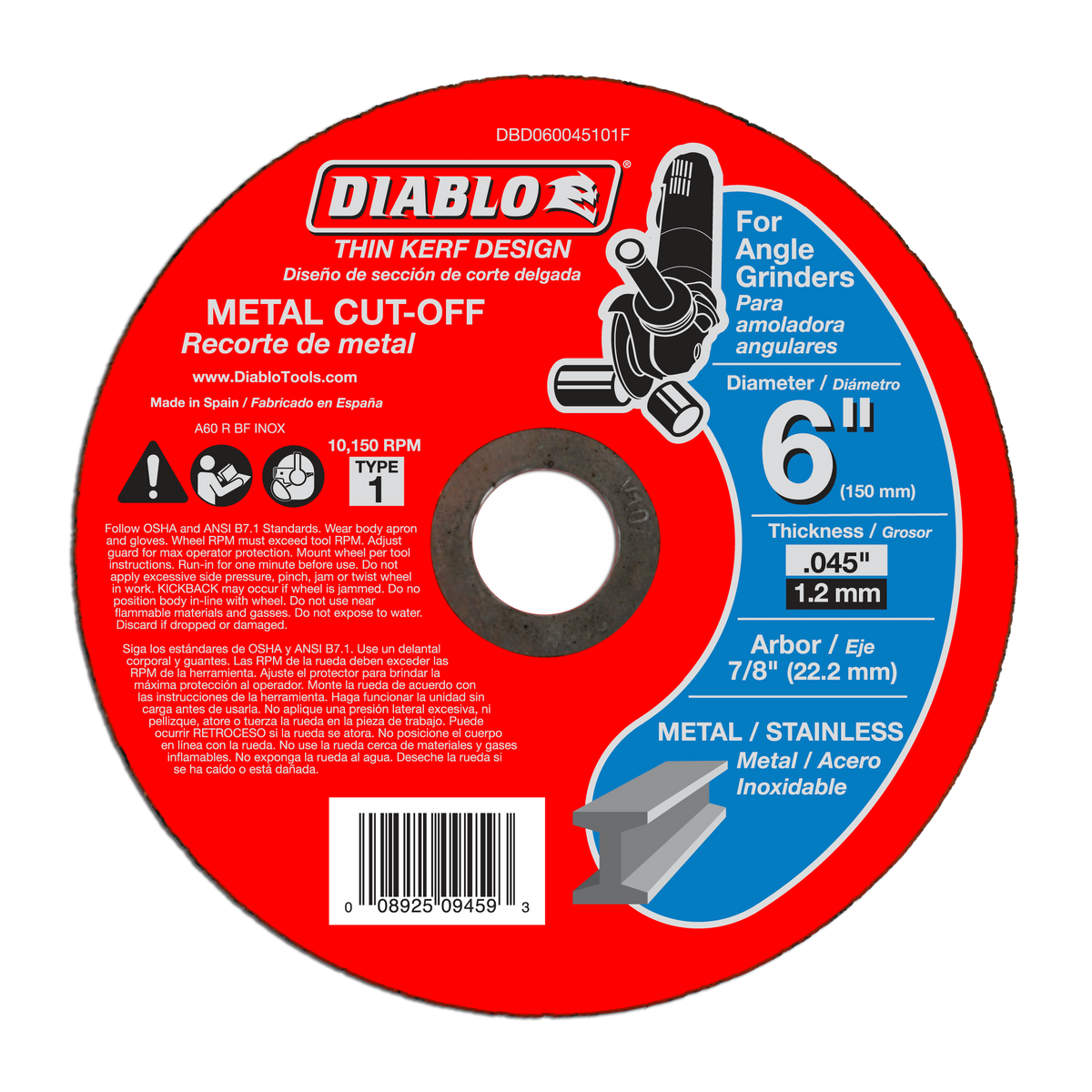 Diablo DBD060045101F 6" Metal Cut-Off Disc