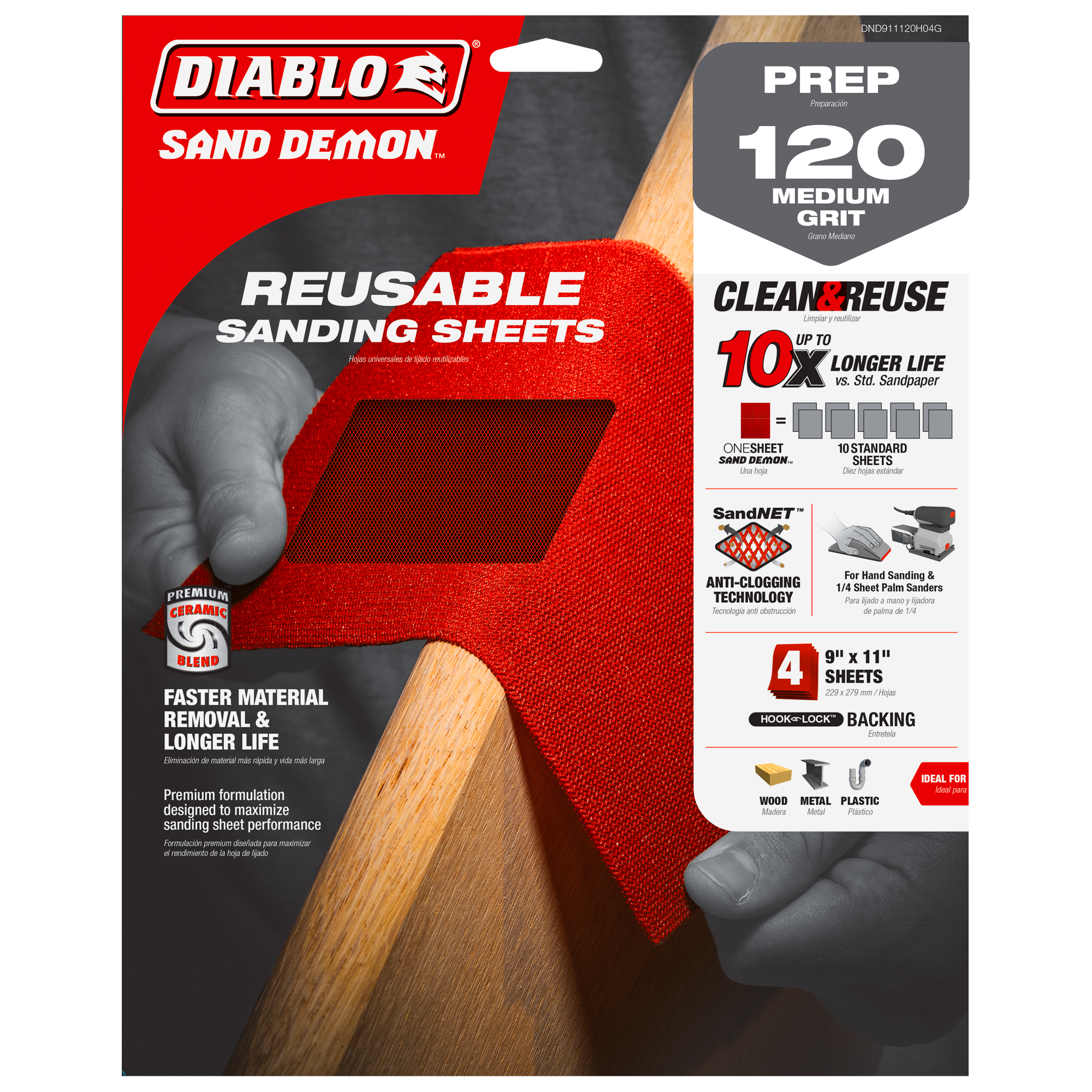 Diablo DND911080H05G 9" x 11" 80-Grit SandNET™ Universal Reusable Sanding Sheet