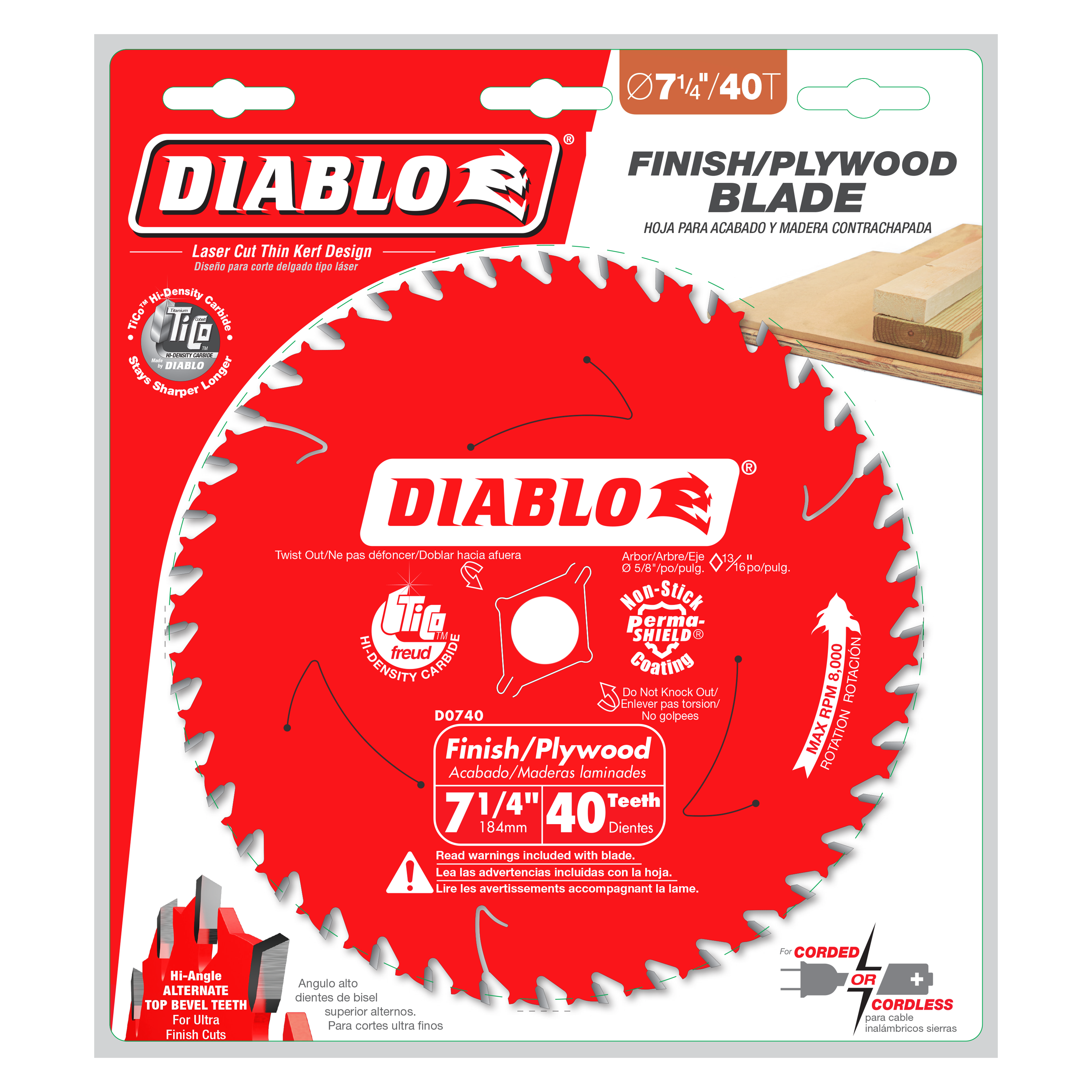 Diablo D0740X 7-1/4" x 40 Tooth Finish Saw Blade